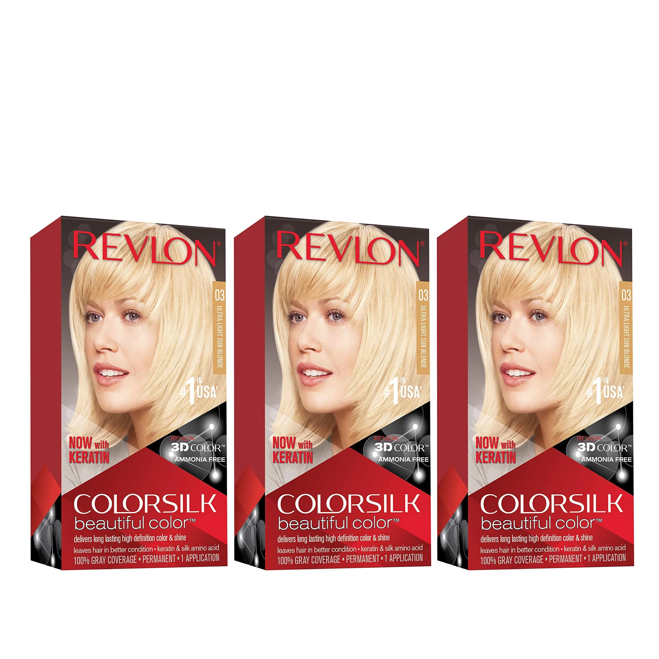 REVLON Colorsilk Permanent Hair Color 03 Ultra Light Sun Blonde | Ammonia-Free, Keratin & Silk Amino Acids - main product image