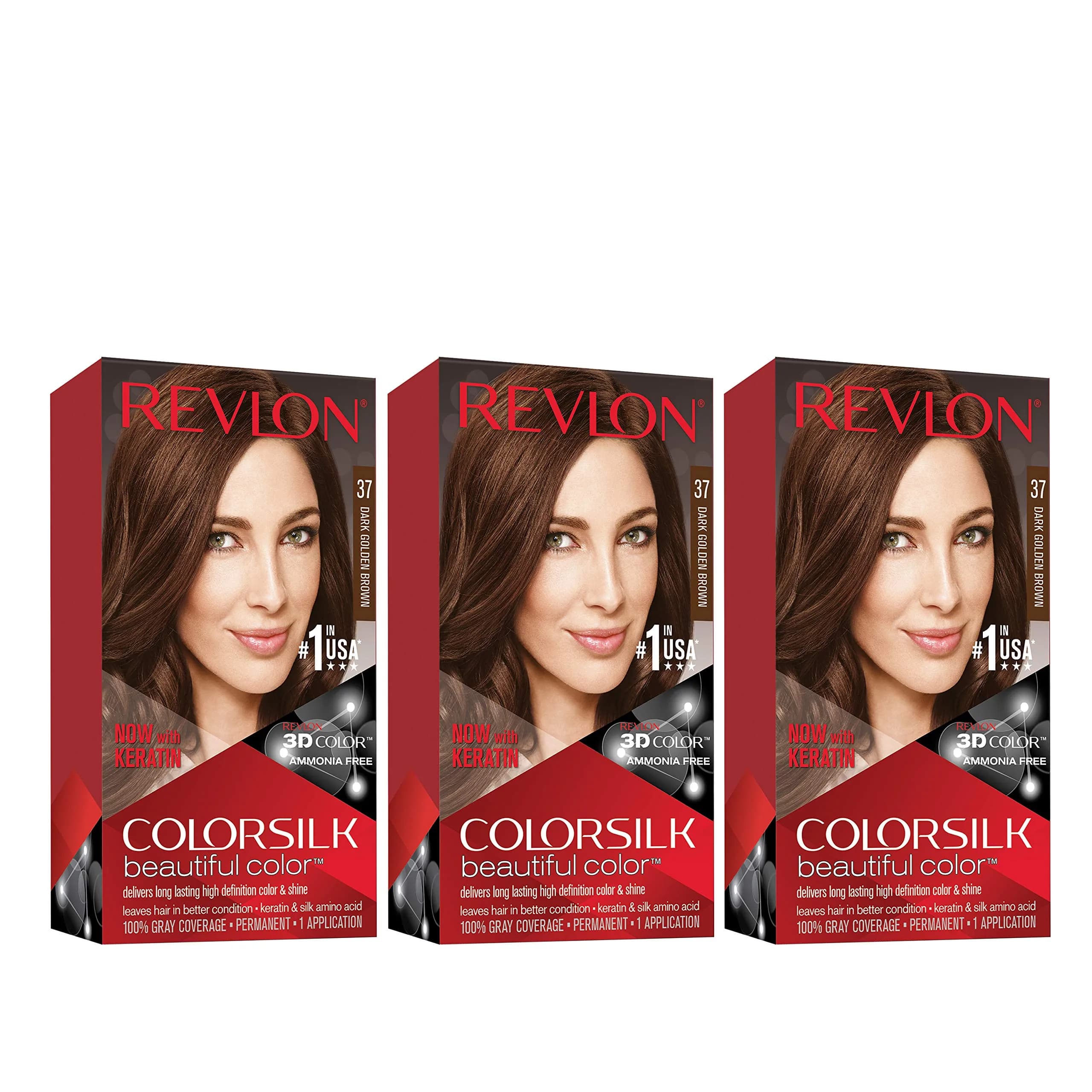 Revlon Colorsilk Permanent Hair Color 37 Dark Golden Brown 156 ml (4.4 Oz) | Ammonia-Free Gray Coverage - main product image