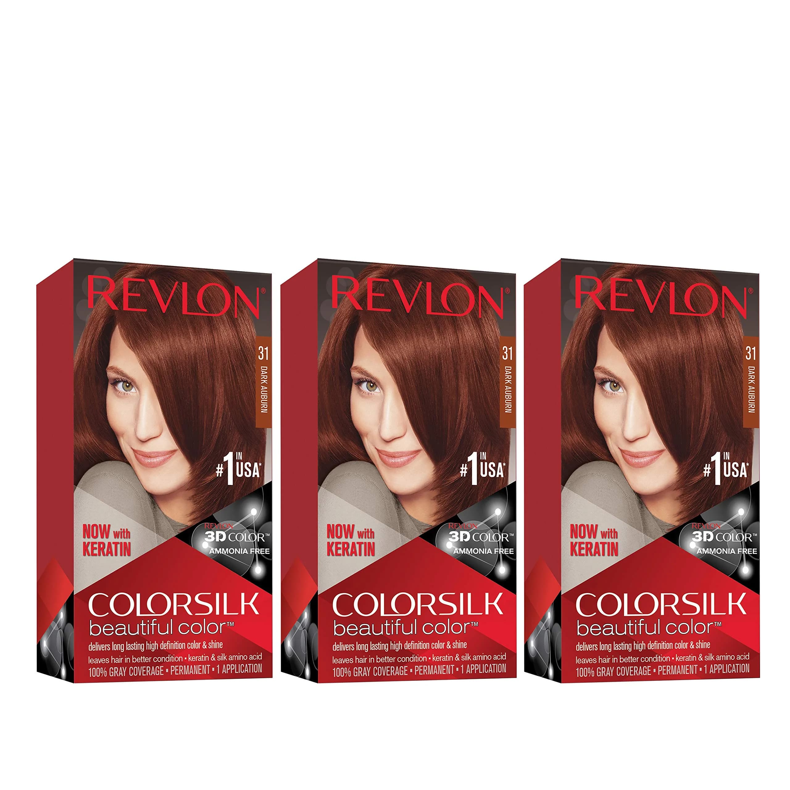 Revlon Colorsilk Permanent Hair Color 31 Dark Auburn 132ml (4.4 Oz) | 100% Gray Coverage Ammonia-Free - main product image