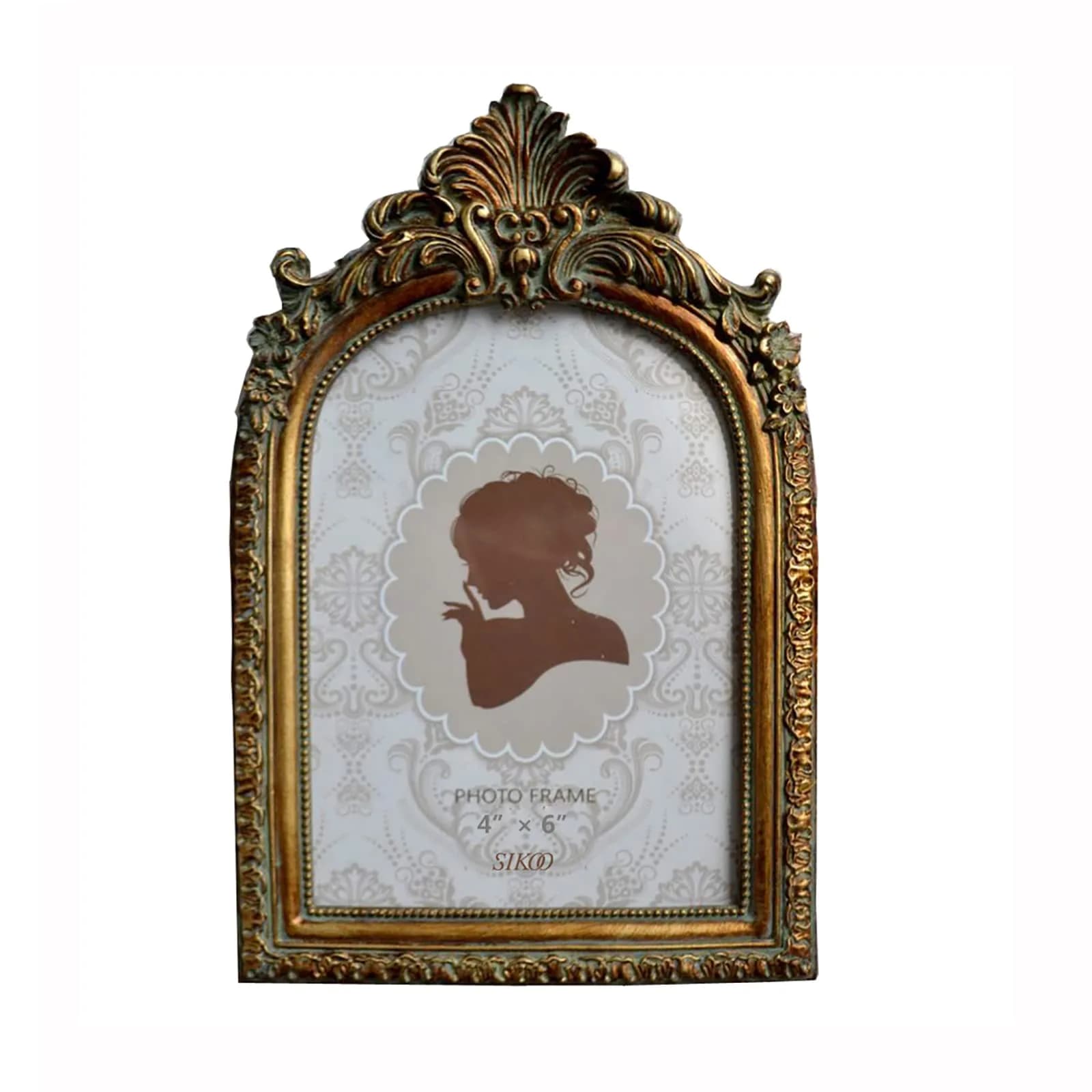 SIKOO Vintage Gothic Black Picture Frame 15x18 cm (6.2x9.6 inch) | Ornate Resin Tabletop & Wall Mount