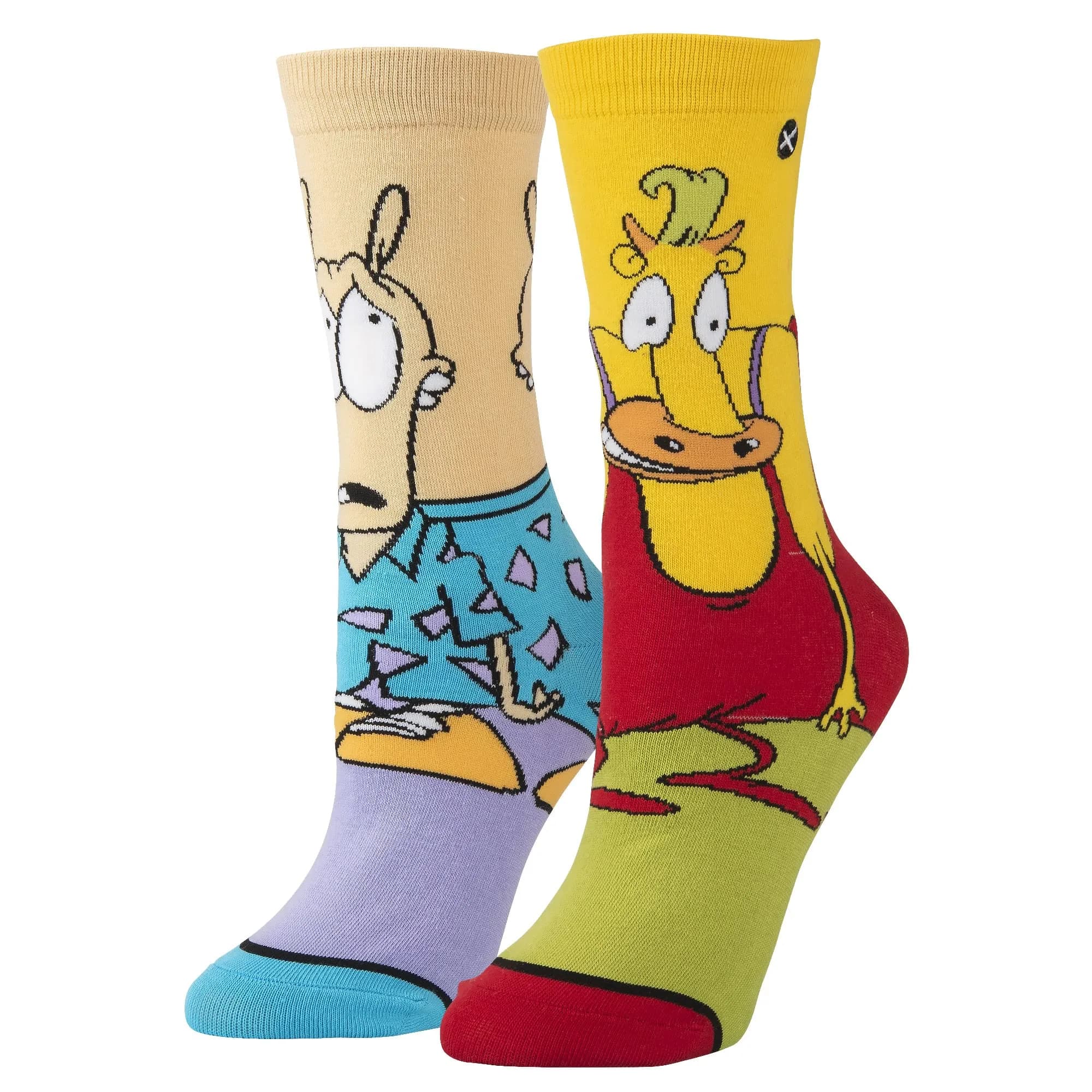 Odd Sox Rocko & Heffer Nickelodeon Cartoon Crew Socks Large | Fan & Collector Favorite
