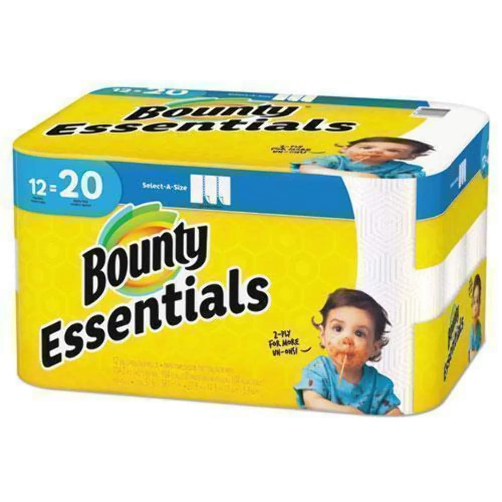 Bounty Essentials Select-A-Size Paper Towels, 12 Mega Rolls | Bulk Size - main product image