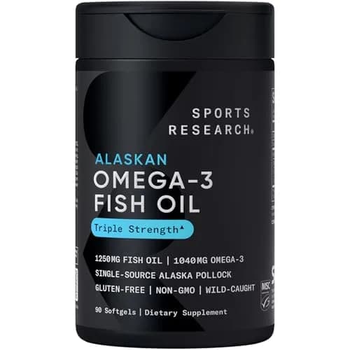 Sports Research Omega-3 Fish Oil 1250mg 90 Count | Triple Strength EPA DHA for Heart Health - main product image