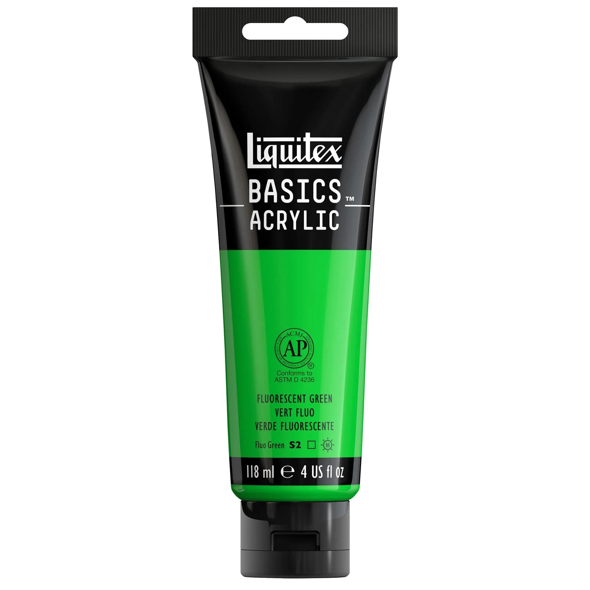 Liquitex Basics Acrylic Paint, Fluorescent Green, 118ml (4-oz) Tube | High-Quality Pigments - main product image