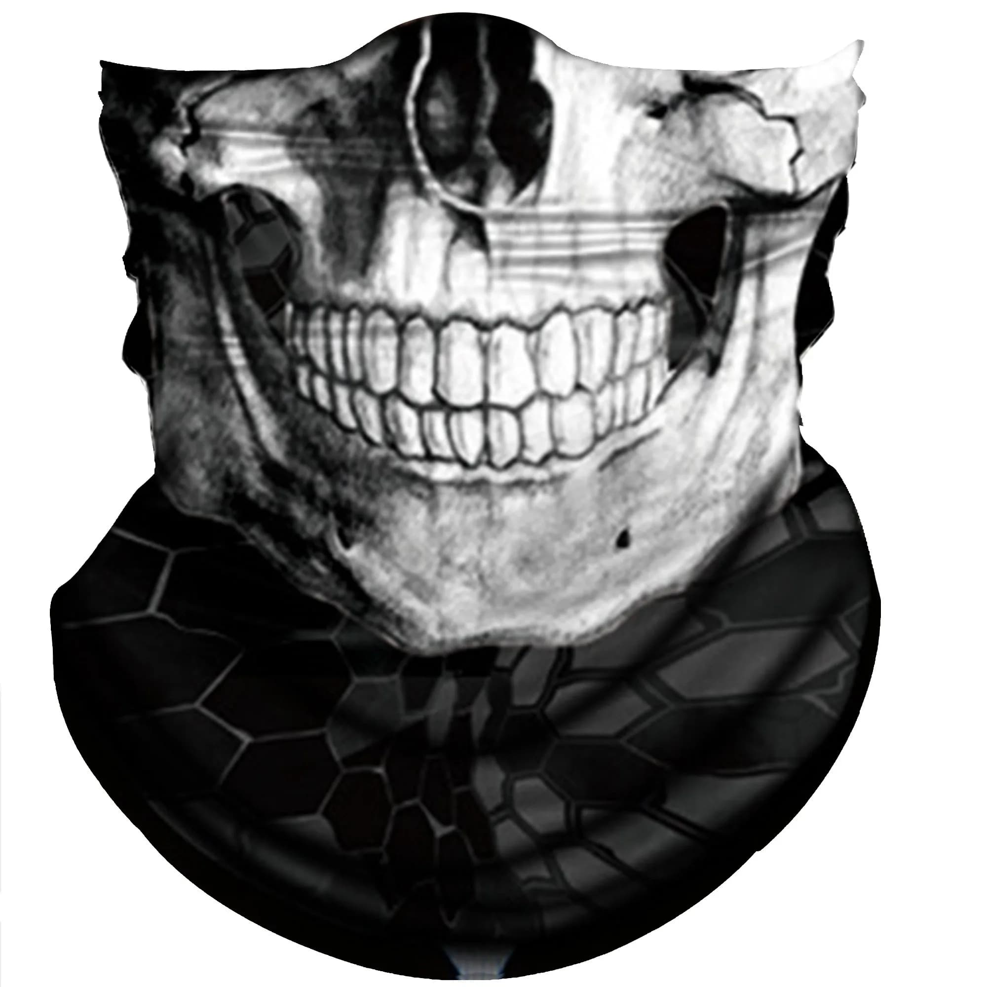 Obacle Skull Face Mask Half for Dust Wind UV Sun Protection Seamless 3D Tube Mask Bandana for Men Women (Skull Light Blue Rock Melt)