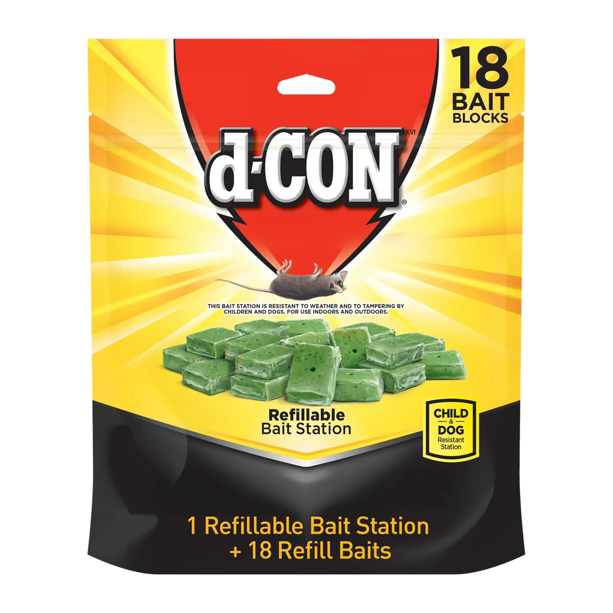 d-Con Refillable Mouse Bait Station 1 + 18 Refills | Compact Weatherproof Indoor/Outdoor Pest Control