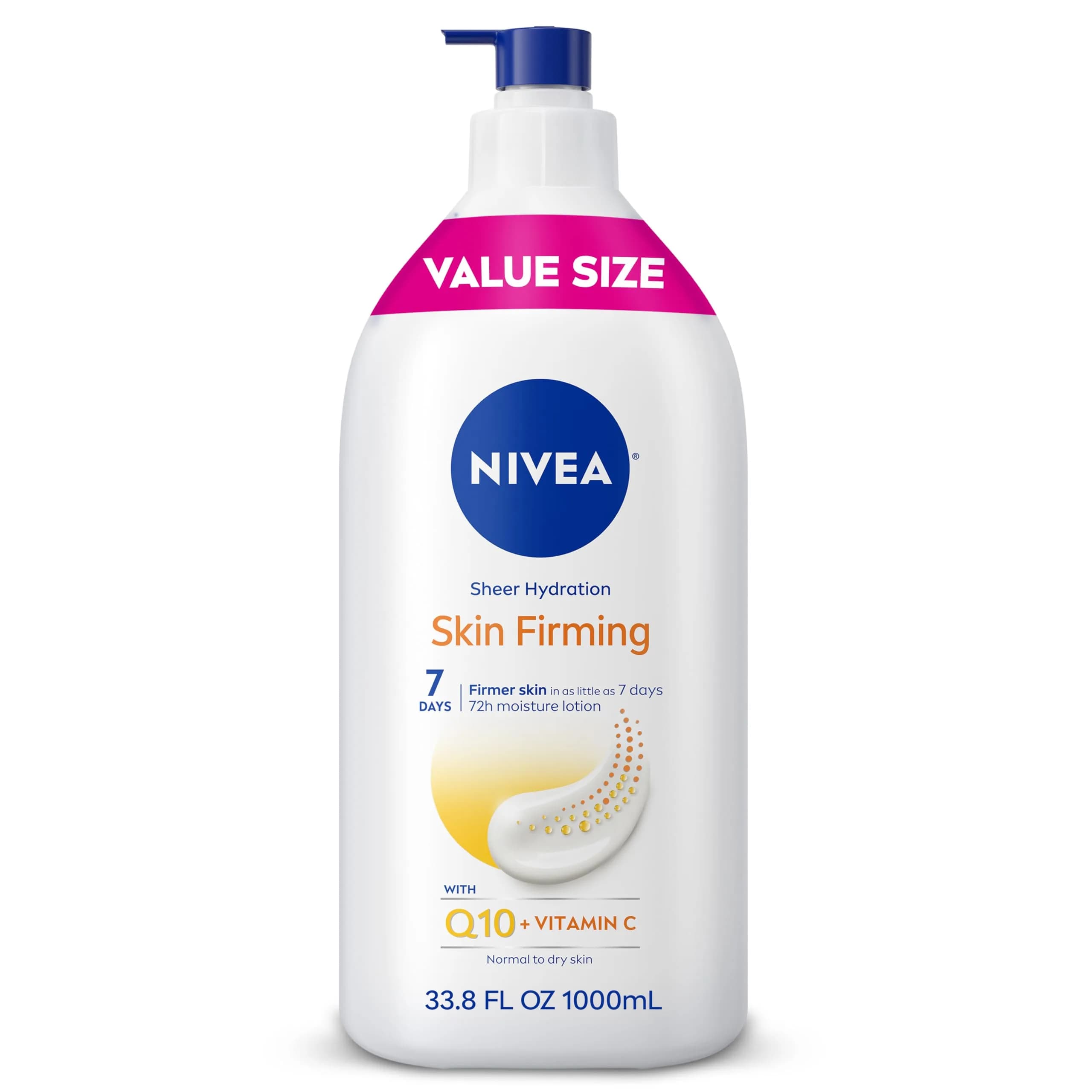 NIVEA Sheer Hydration Skin Firming Body Lotion with Q10 & Vitamin C, 1000ml (33.8 Fl Oz) | Firms Skin in 7 Days - main product image