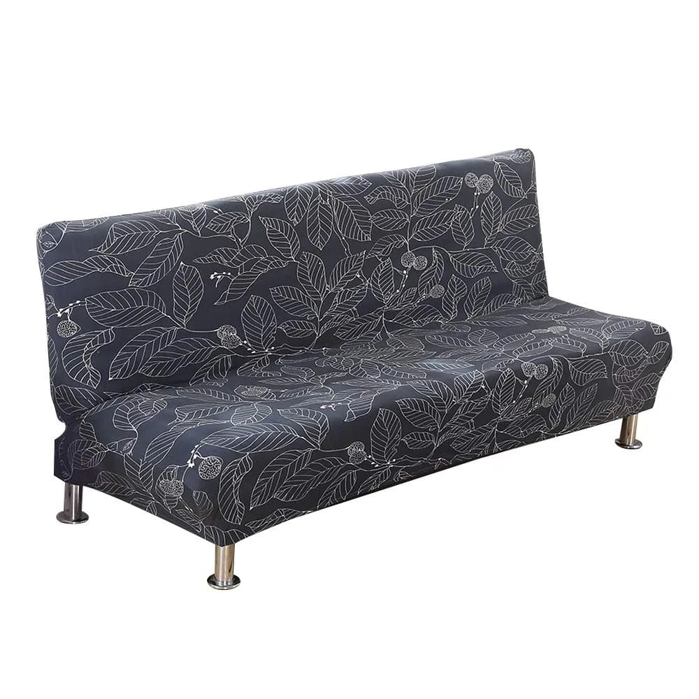 MIFXIN Armless Sofa Cover Futon Slipcover Navy Leaves Stretch Spandex 180-210cm (71-82 inch) | Protects Furniture from Pets & Spills - main product image