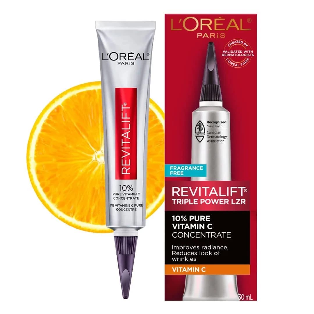 L'Oreal Paris Revitalift 10% Pure Vitamin C Face Serum 30ml (1 Fl Oz) | Dermatologist Validated for Brighter Skin - main product image