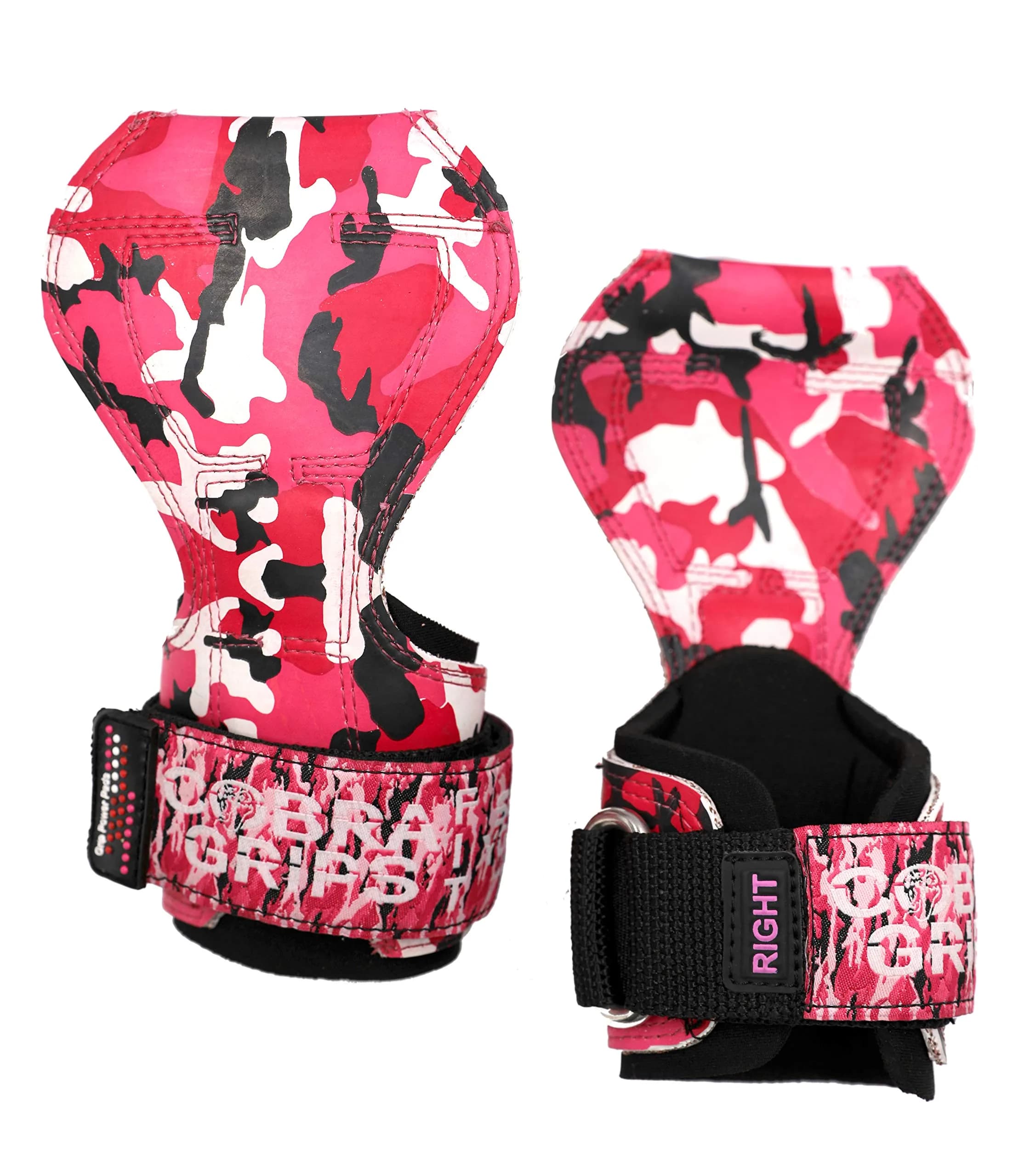 Cobra Grips FIT Pink Camo Rubber Weight Lifting Gloves with Wrist Wraps - 6mm Neoprene Padded, Unisex Adult (4.25-7.0" Wrist) - main product image