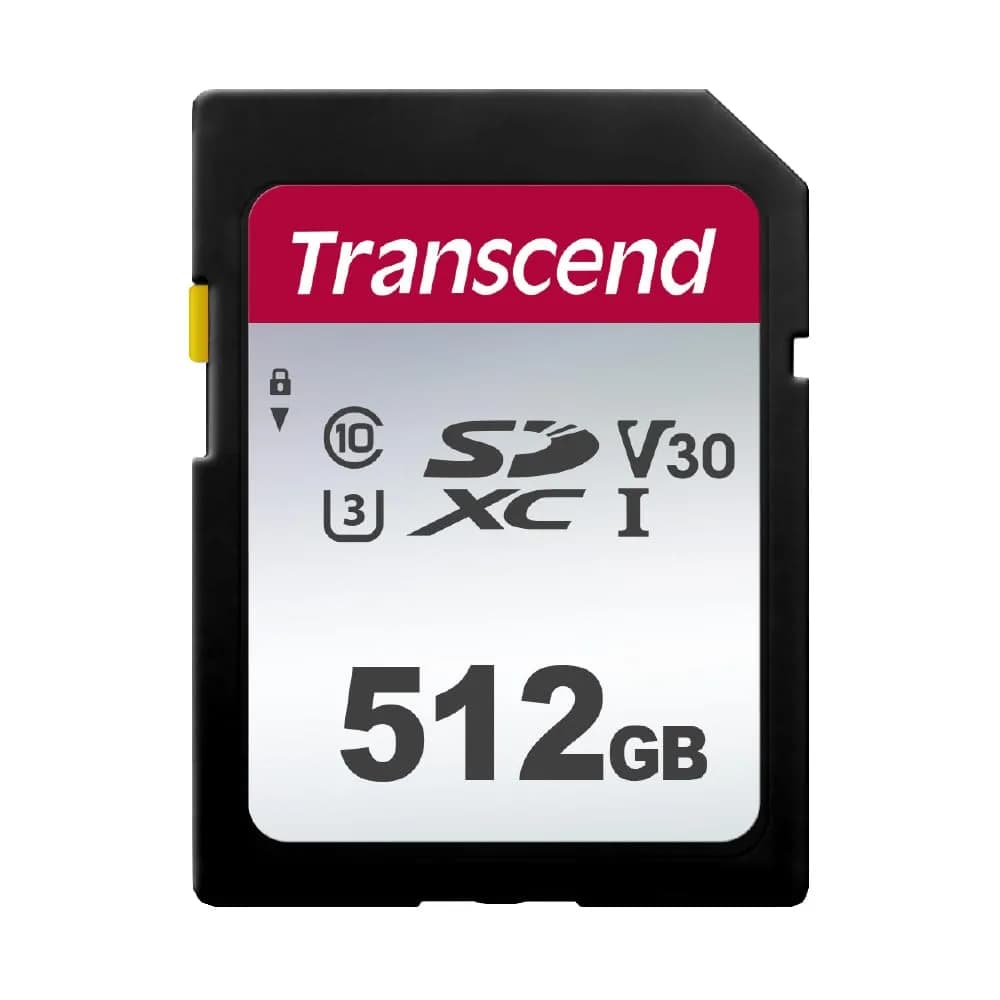 Transcend 512GB SDXC SD Card, UHS-I U3 V30, 4K UHD & Full HD, Up to 100MB/s Read Speed - main product image