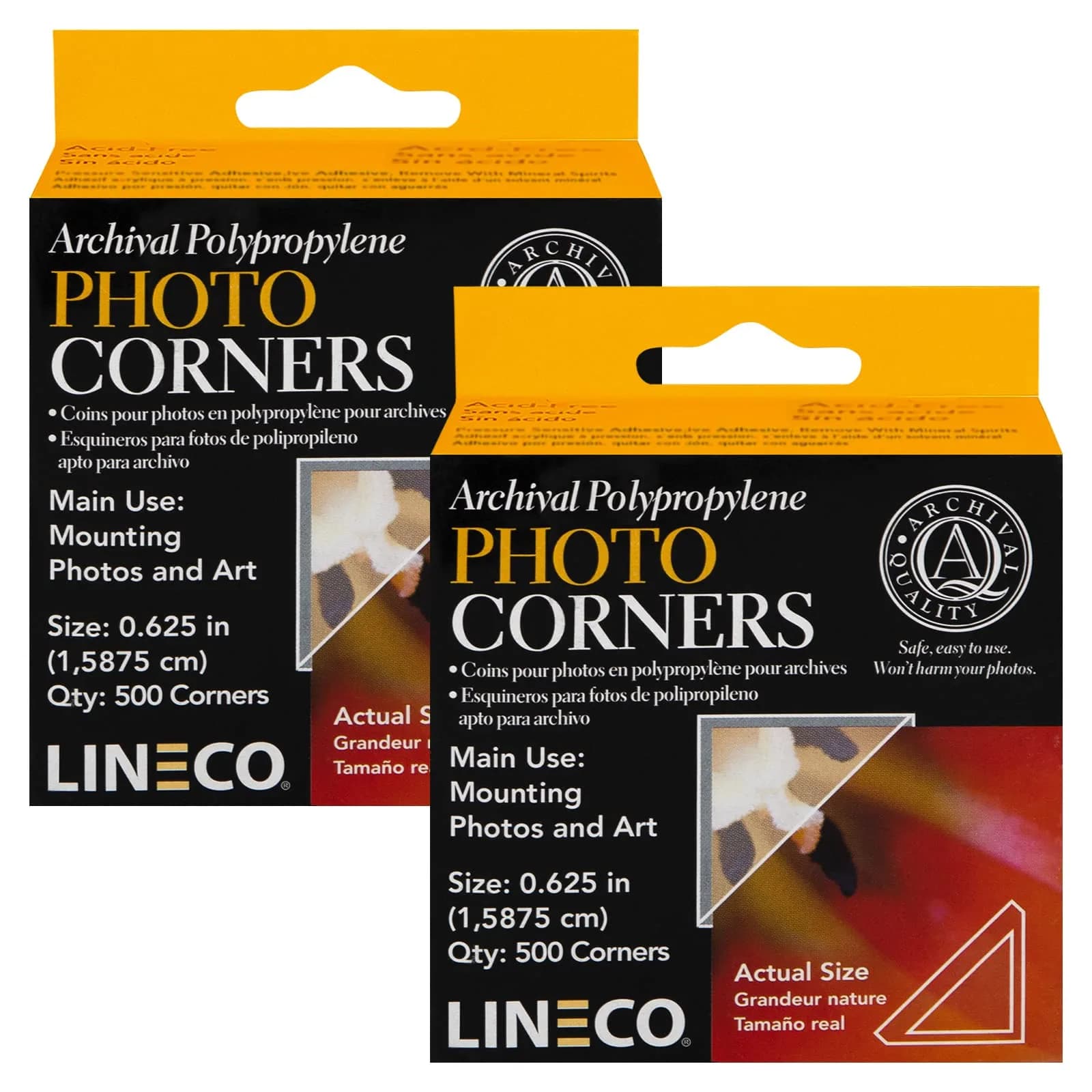 Lineco Infinity Clear Archival Photo Corners 1.58 cm (0.625 Inch) Pack of 1000 | Acid-Free Mounting for Photos & Documents - main product image