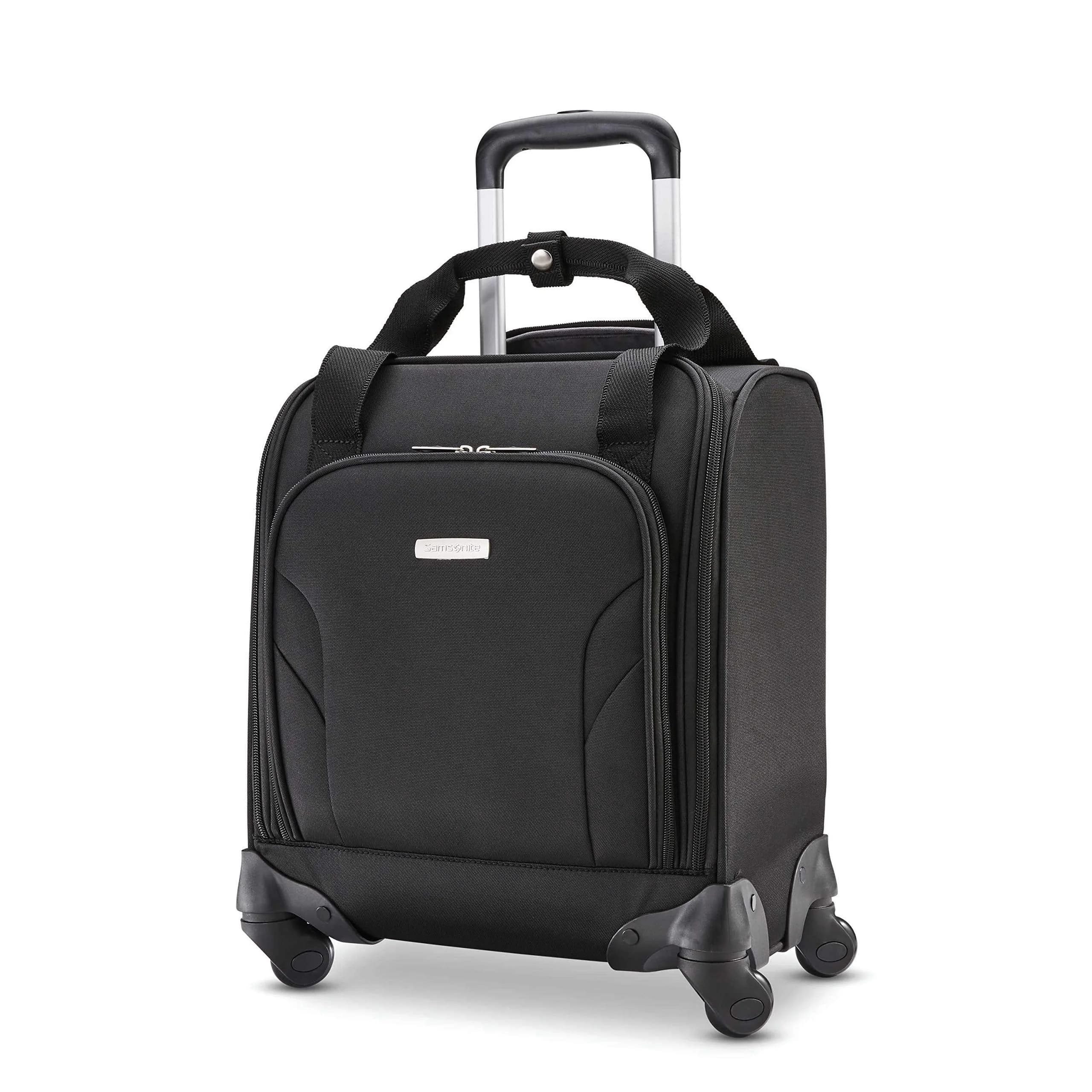 Samsonite Underseat Carry-On Spinner With USB Port, Jet Black 10.5 L (16.5 x 13.75 x 9 in) | Carry-on compliant travel spinner - main product image