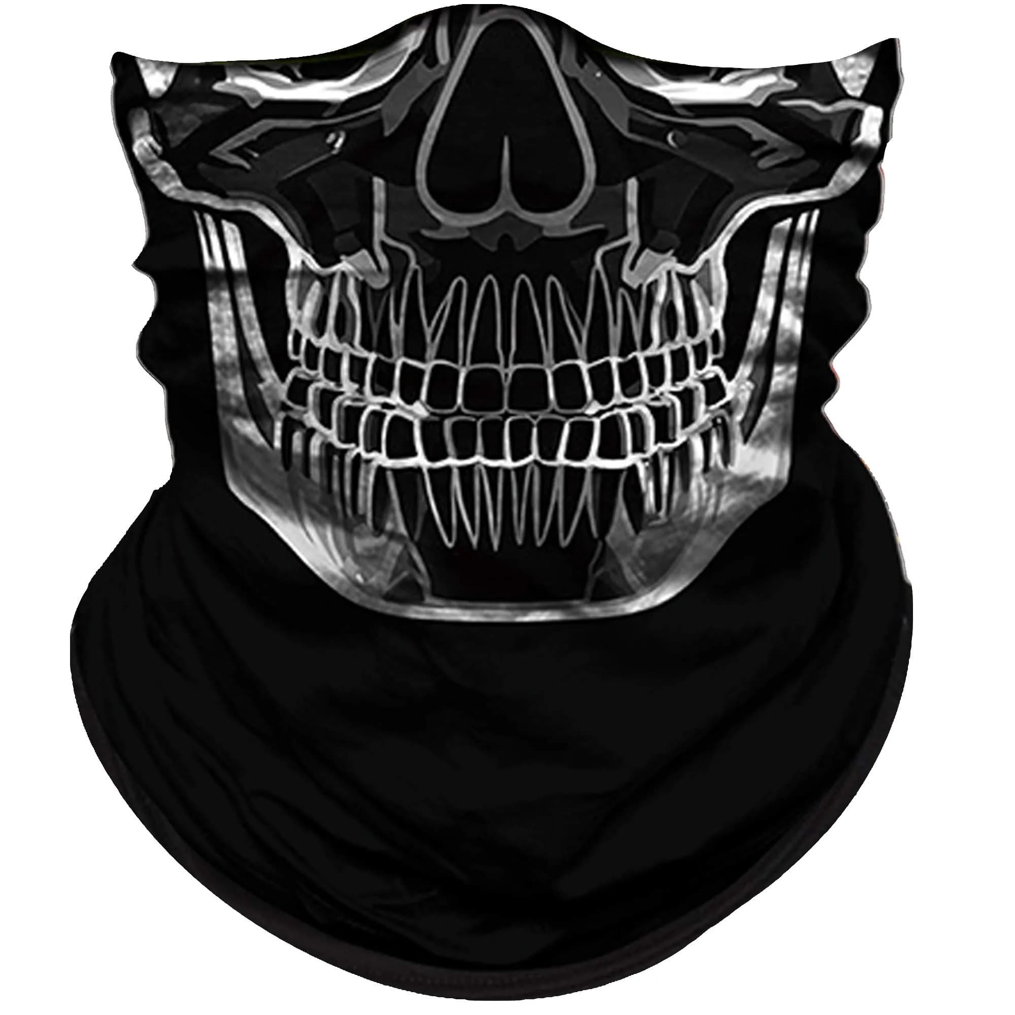 Obacle Skull Face Mask Half for Dust Wind UV Sun Protection Seamless 3D Tube Mask Bandana for Men Women (Skull Light Blue Rock Melt)