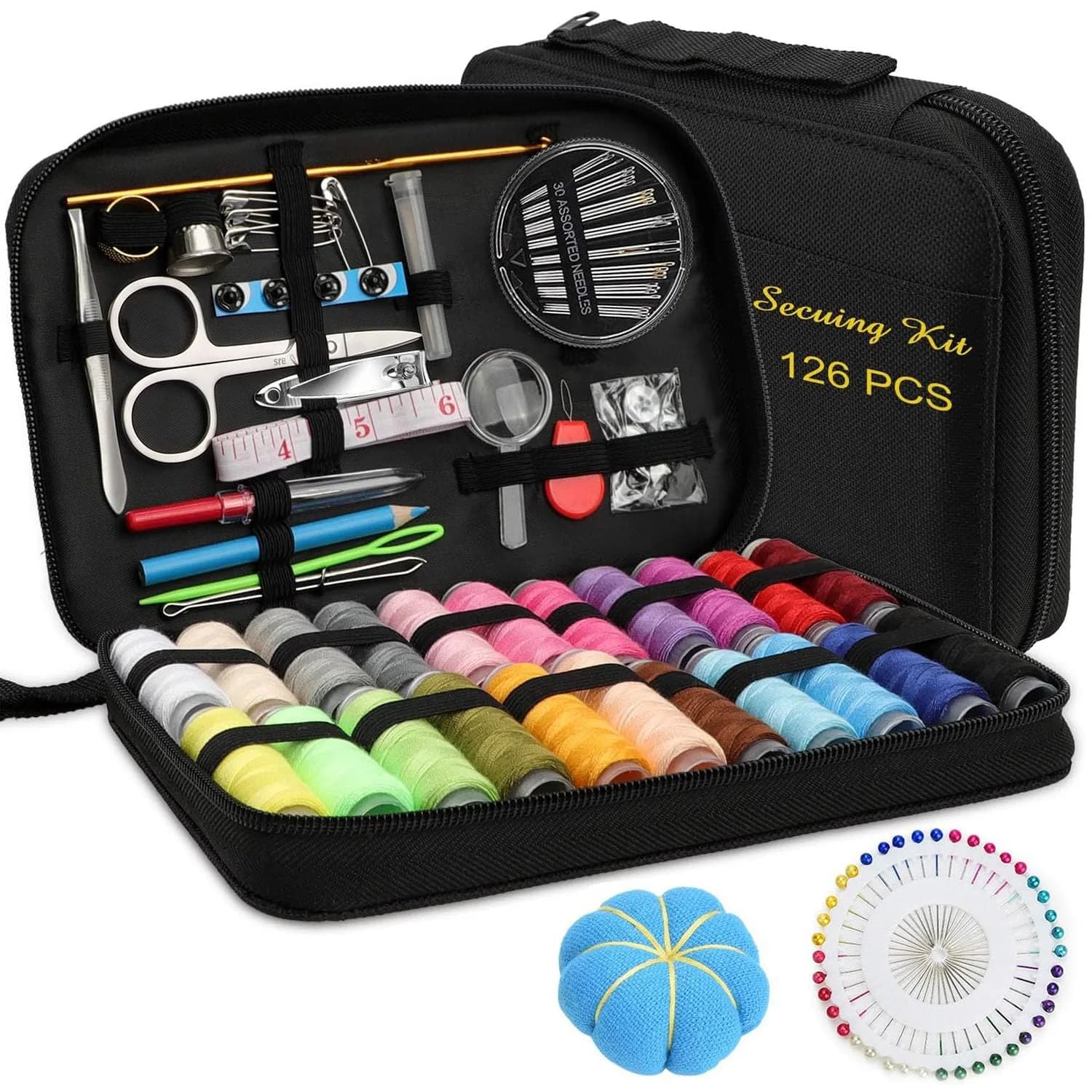 Marcoon 126-Piece Premium Sewing Kit | Portable Mini Sewing Supplies with Black Carrying Case - main product image