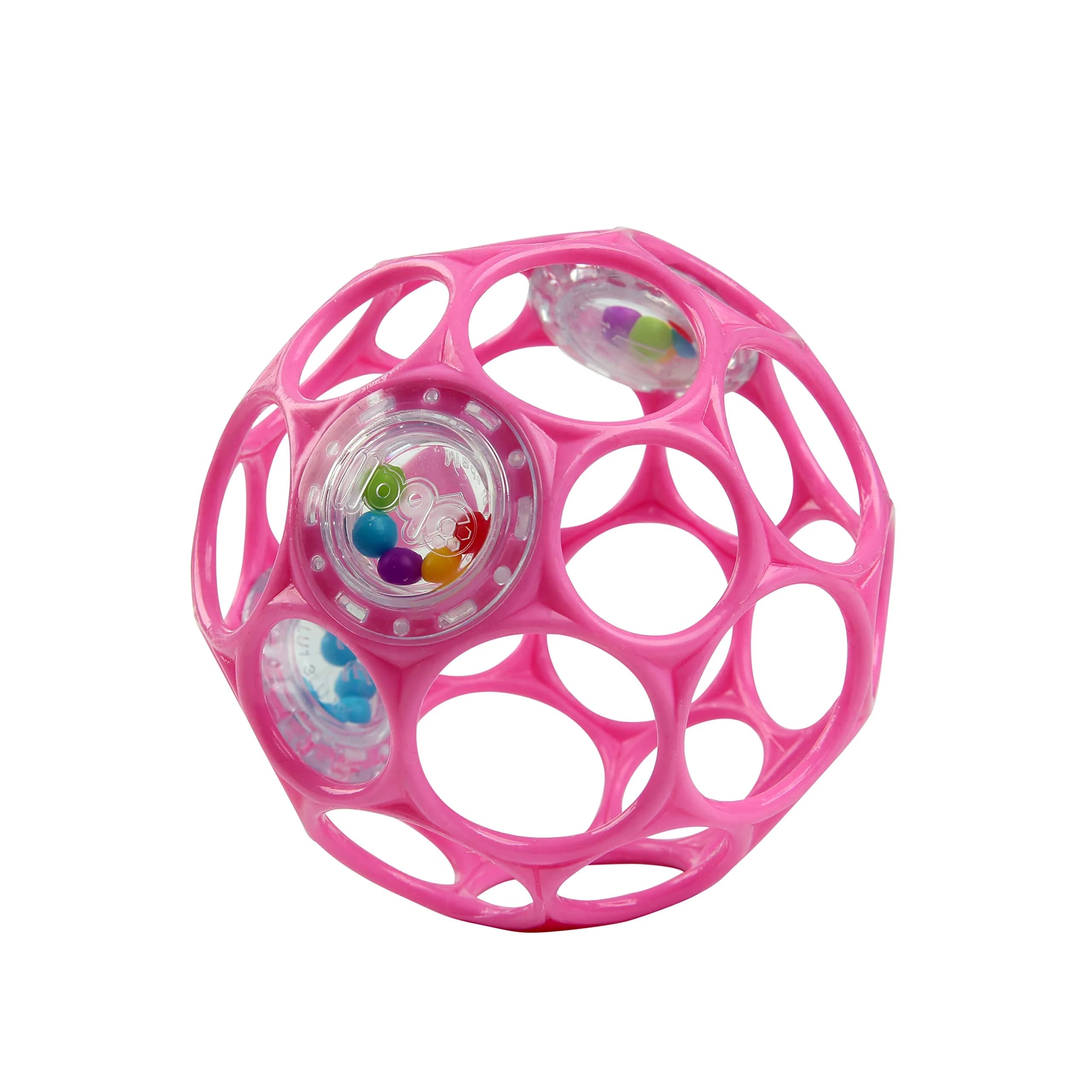 Bright Starts Oball Rattle Ball, Pink, 10cm (4 Inches) | BPA-Free Baby Toy for Fine Motor Skills - main product image