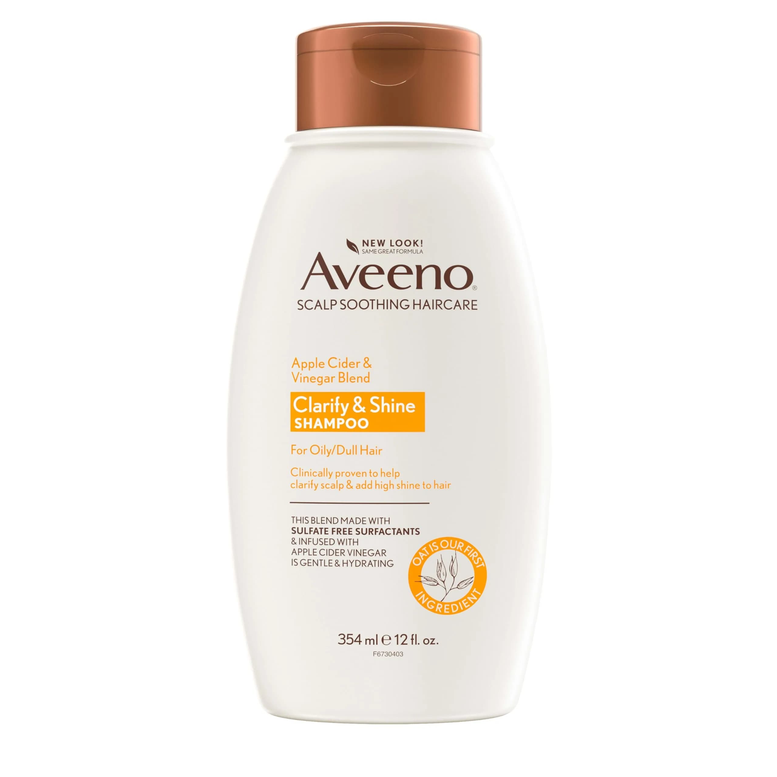 Aveeno Apple Cider Vinegar Clarifying Shampoo 355ml (12 fl oz) | Shine Enhancing for Oily Hair - main product image