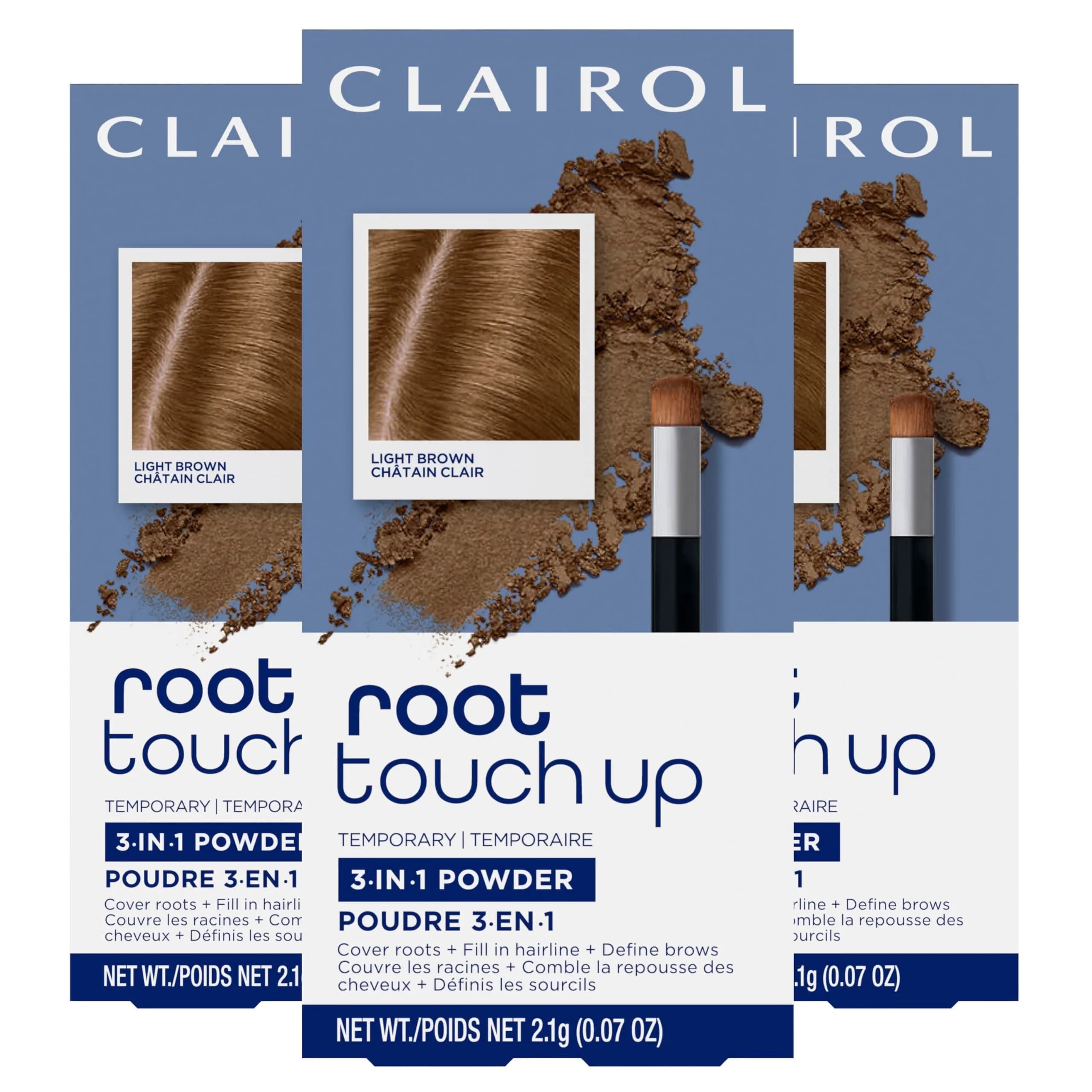 Clairol Root Touch-Up Powder Light Brown (0.07 oz / 2.1g) | Instant Gray Coverage for Roots & Brows - main product image