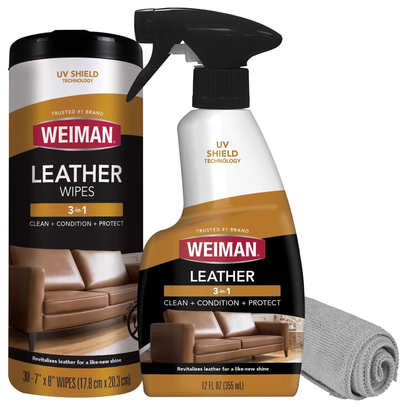 Weiman Leather Cleaner, Conditioner & Protector Kit 355ml (12 Fl Oz) | UVX-15 Protection for All Finished Leather - main product image