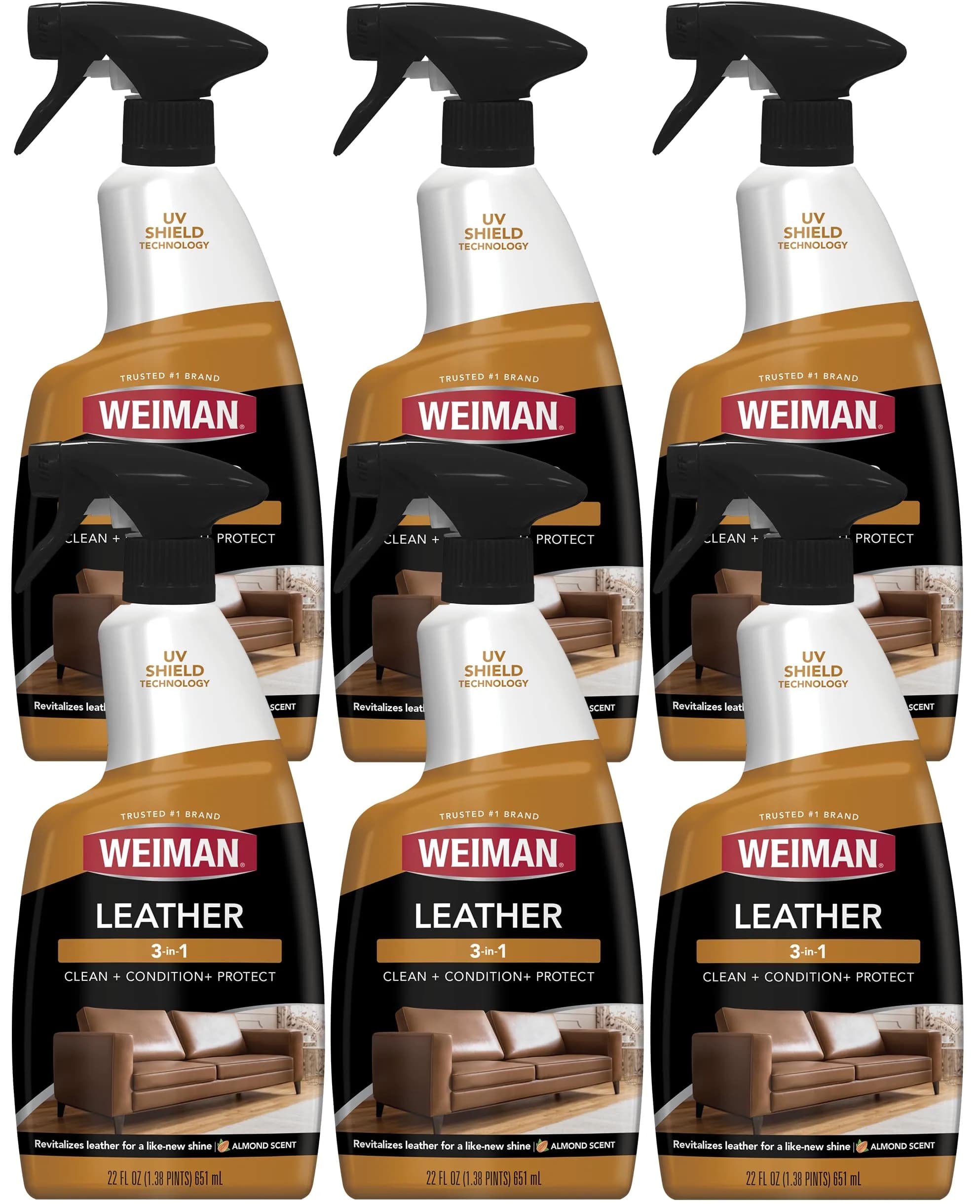 Weiman Leather Cleaner, Conditioner & Protector 6 Pack (22 Fl Oz Each) | Restores & Protects Finished Leather - main product image