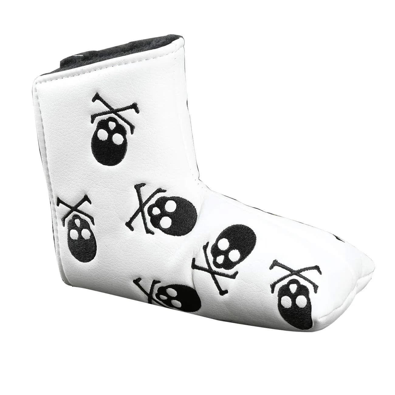 Mykepoda Golf Skull Headcover for Most Putters | Waterproof Synthetic PU Leather (White)