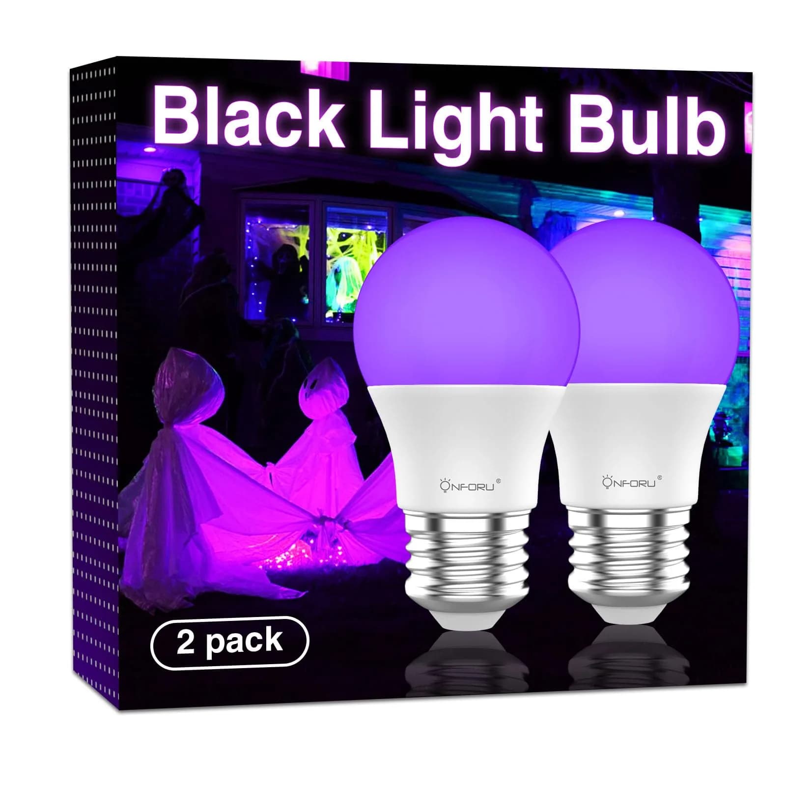 Onforu A19 LED Black Light Bulb 15W (E27 Base) | 395nm UV-A Glow for Parties & Decor - main product image