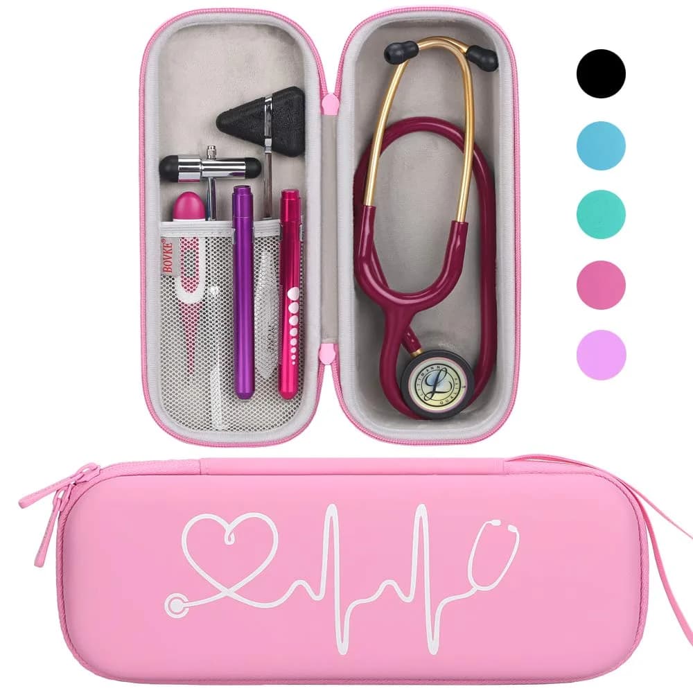 BOVKE Travel Carrying Case Compatible with 3M Littmann Classic III, Lightweight II S.E, MDF Acoustica Deluxe Stethoscope, Pearl Pink - main product image