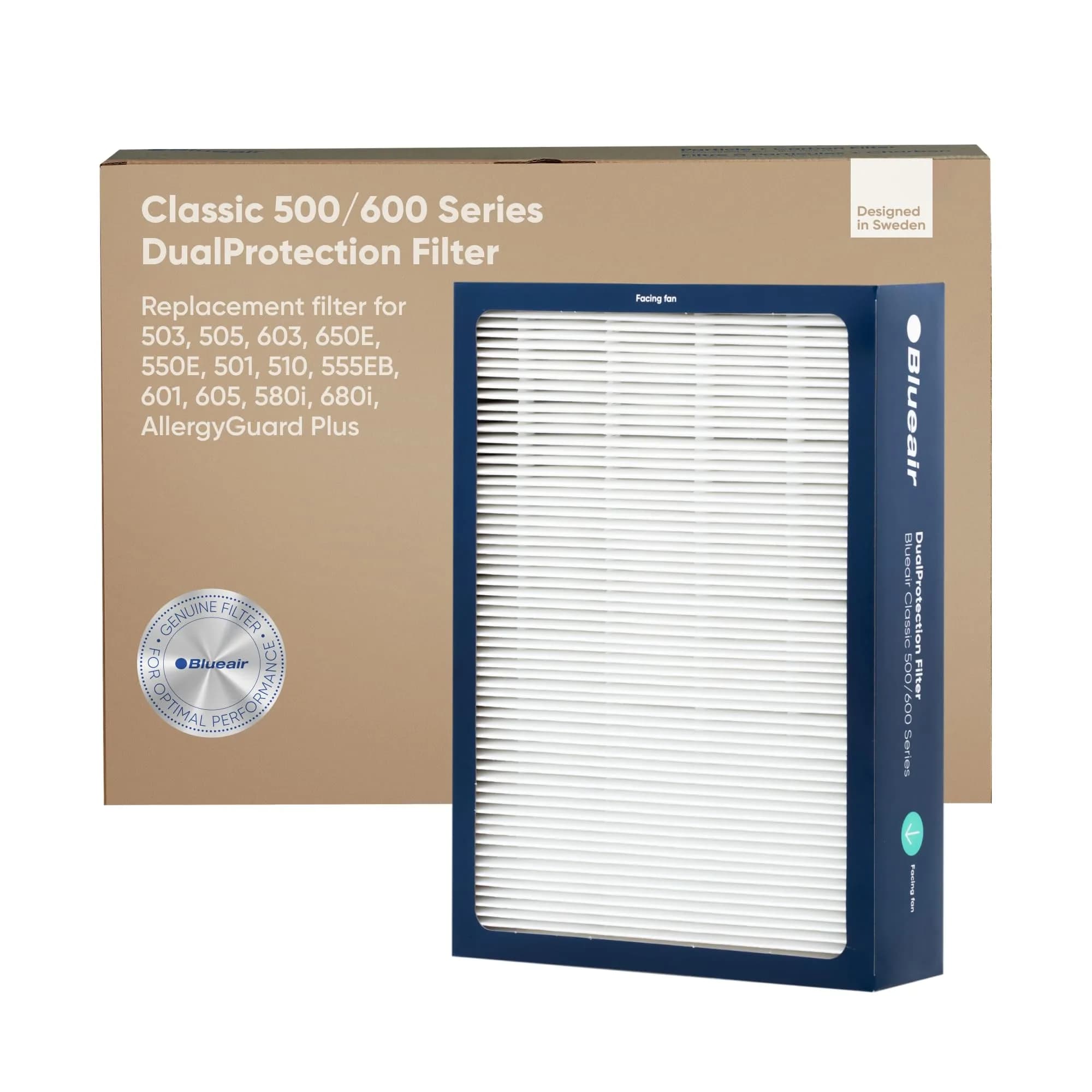 BLUEAIR Classic 500/600 Series Dual Protection Replacement Filter Set (3 Filters) | True HEPA & Activated Carbon for Odor & Pollutant Removal - main product image