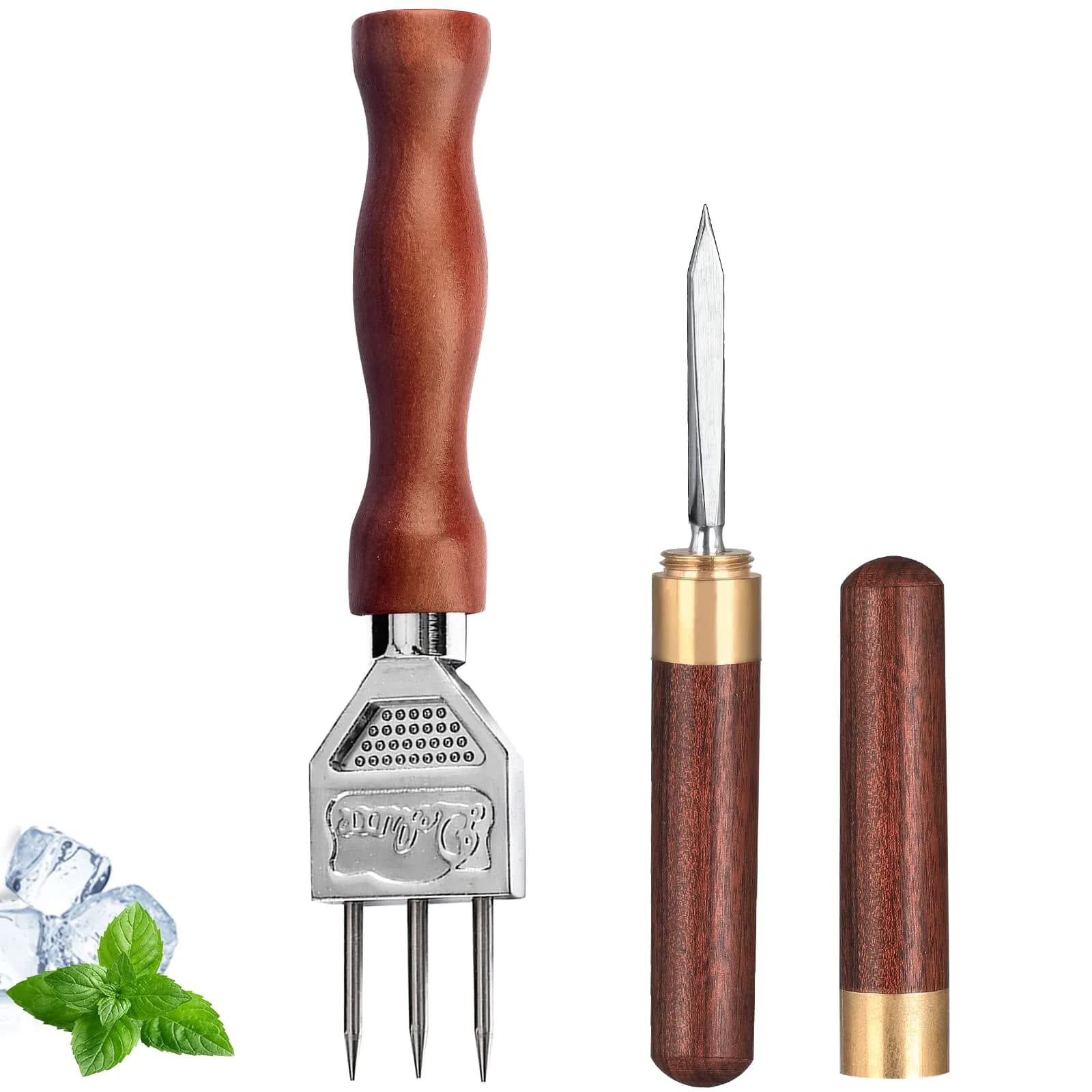 LINALL Three Pronged Ice Pick Set of 2 | Durable Stainless Steel Bartender Tool 184mm (7.2 inch) - main product image