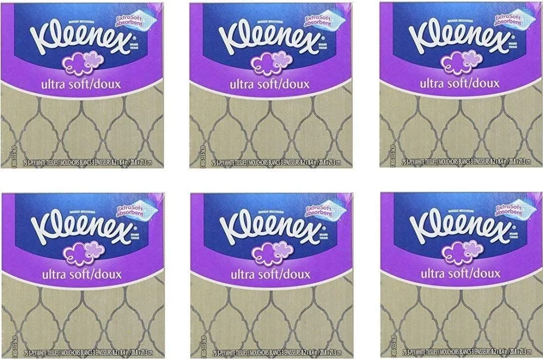 Kleenex Ultra Soft Facial Tissues, White 3-Ply | 450 Total Tissues (6 Cubes) - main product image
