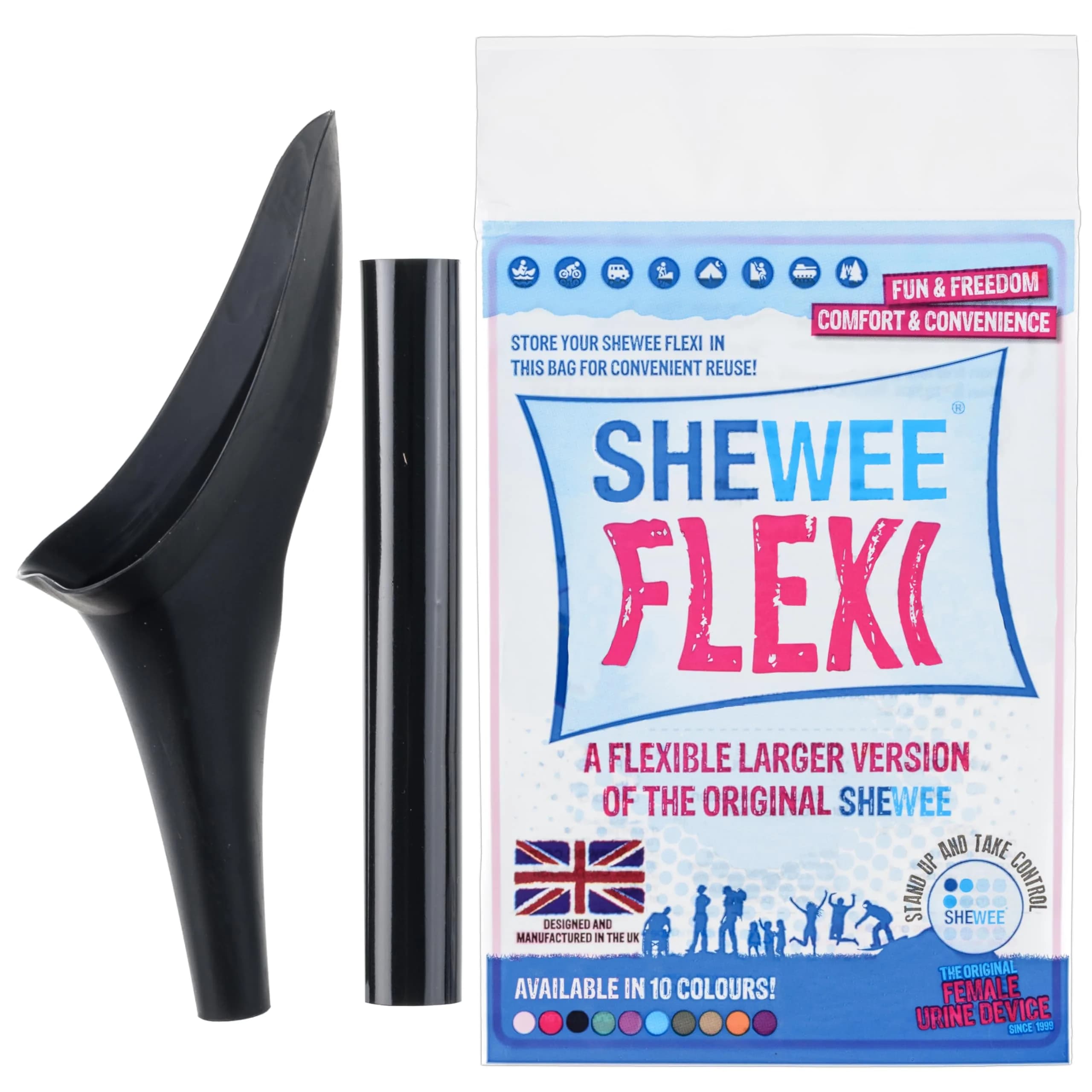 SHEWEE Flexi Female Urinal Funnel Black | Stand to Pee Device for Women