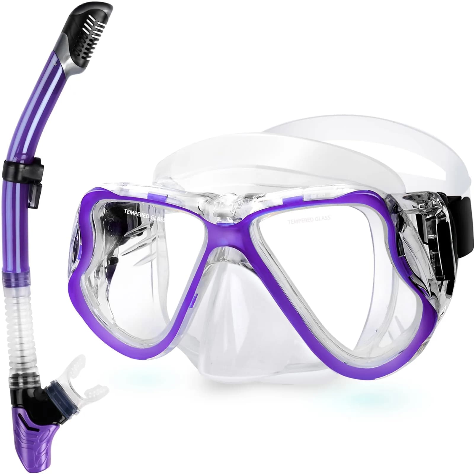 Greatever Snorkeling Gear for Adults Kids | Anti-Fog Dry Snorkel Mask Set with Panoramic View