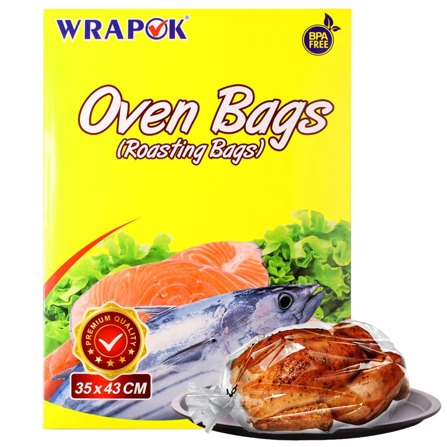 WRAPOK Oven Cooking Bags Medium Size Roasting Baking Bag for Meats & Seafood, 14 x 17 Inch, Pack of 5 - main product image