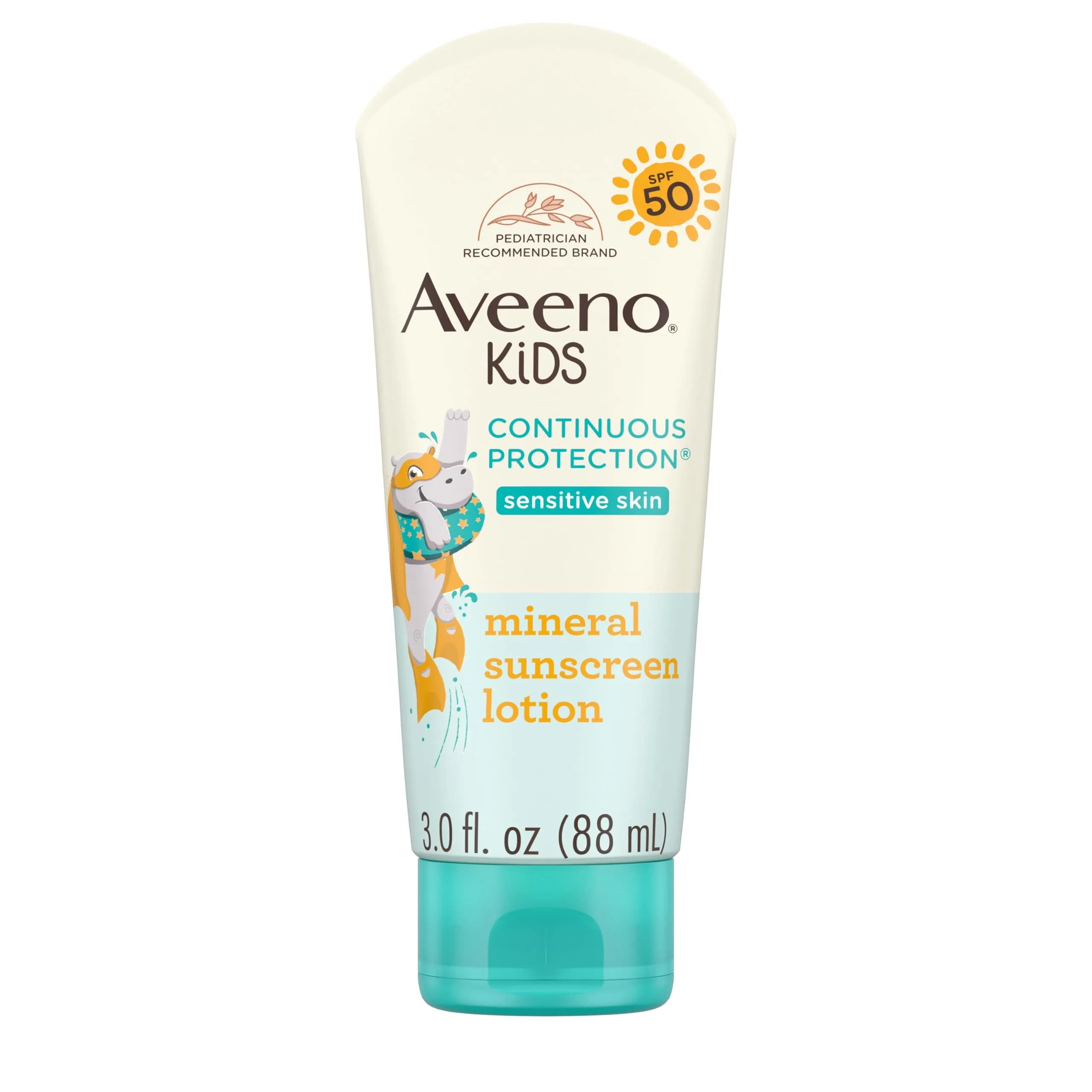 Aveeno Kids Continuous Protection Mineral Sunscreen Lotion SPF 50 | Tear-Free, Sweat- & Water-Resistant - main product image