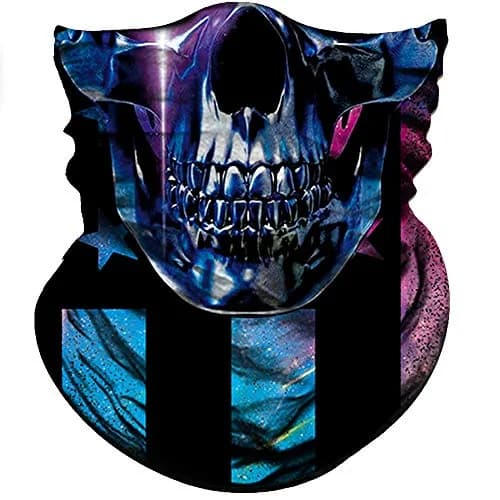 Obacle Skull Face Mask Half for Dust Wind UV Sun Protection Seamless 3D Tube Mask Bandana for Men Women (Skull Light Blue Rock Melt)