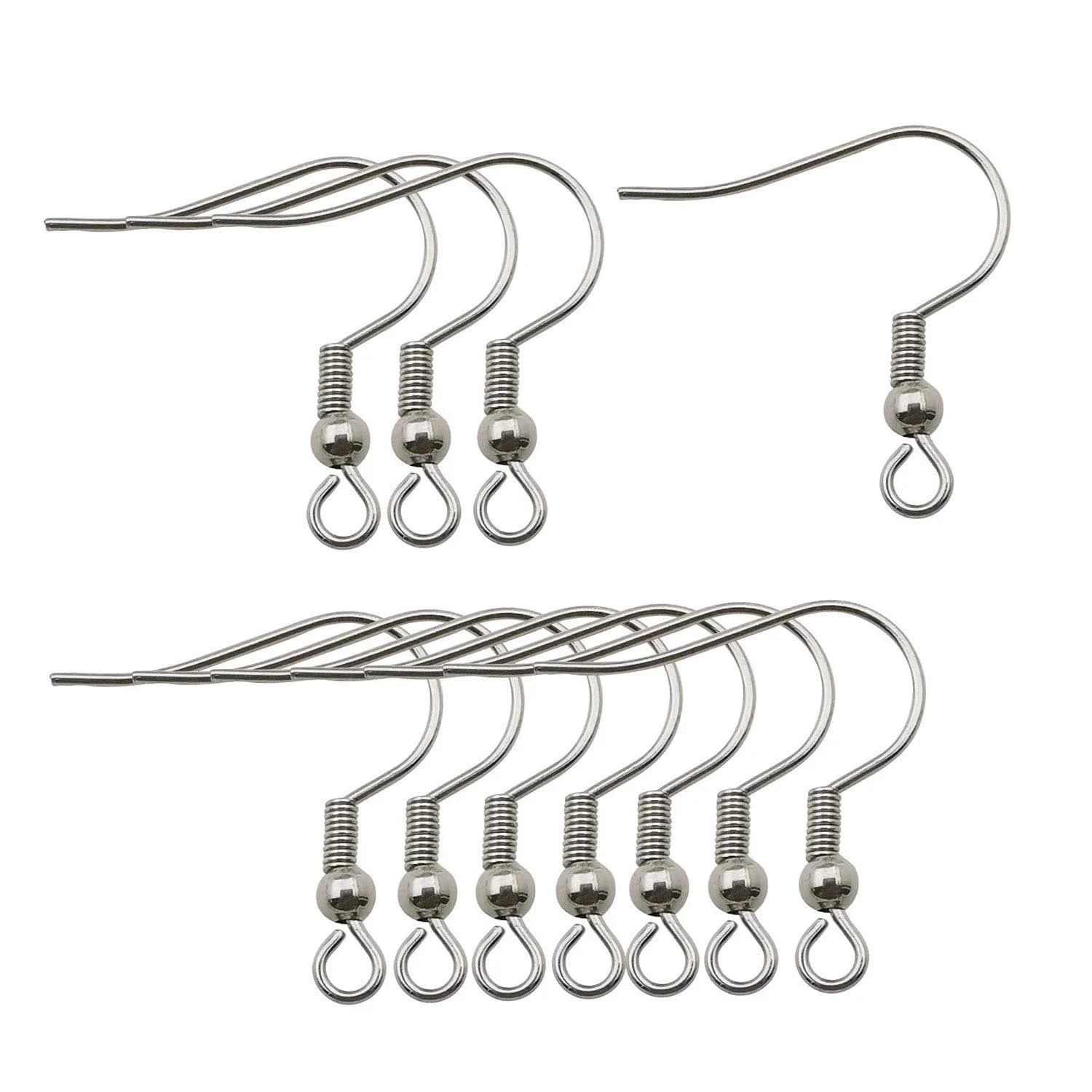 WOCRAFT Stainless Steel Ball and Coil Earring Hooks Findings 200pcs | Nickel-Free, Lead-Free, Hypoallergenic Ear Wires for DIY Jewelry Making - main product image