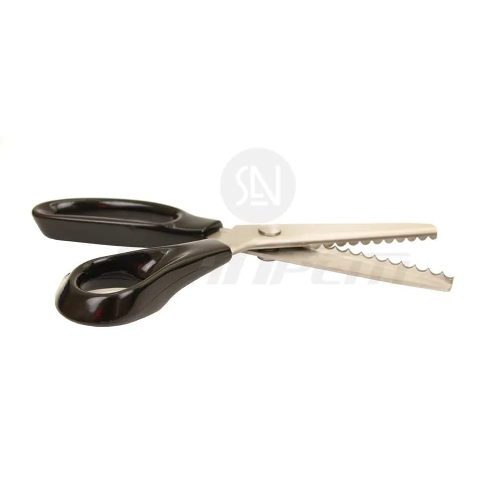 Price Xes Fabric Pinking Shears - Serrated Stainless Steel Handled Professional Black Scissors for Leather, Tailoring, Paper Crafts - Scalloped 5mm | Precise Zigzag Edges