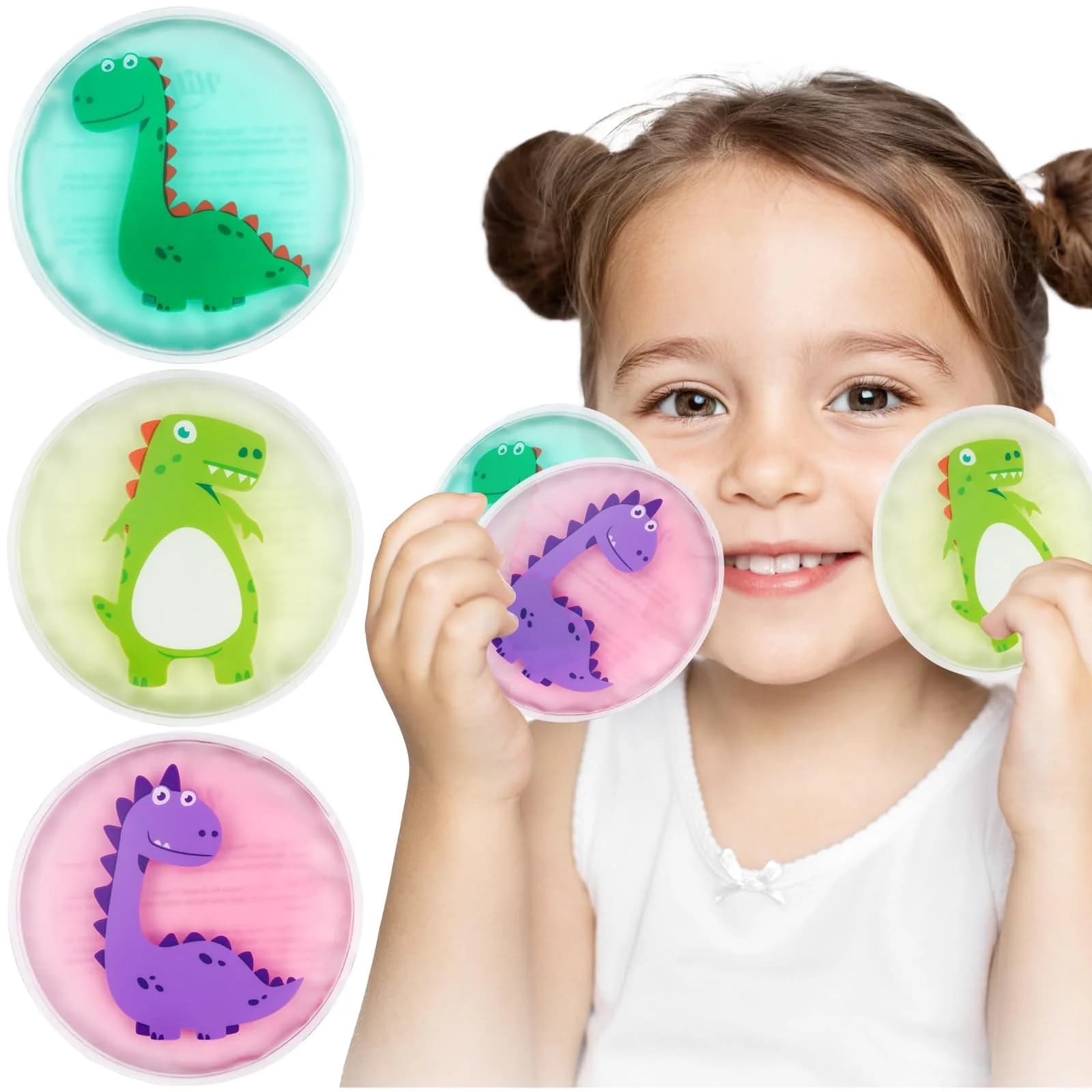Hilph Kids Dino Ice Packs 3 Count (Pack of 1) | Soft Flexible Gel for Boo Boos, Fevers, and Injuries - main product image