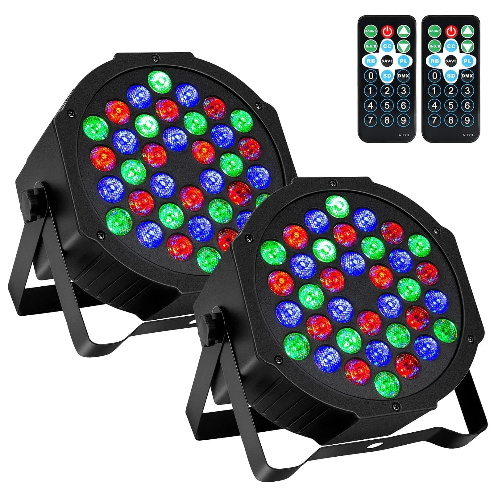 Litake Stage Par Lights, RGB 36 LED 2 Pack | Sound Activated, DMX & Remote Control (70-120 chars)
