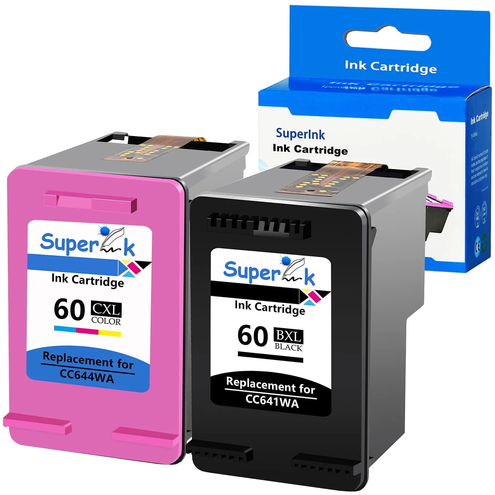 SuperInk Remanufactured Ink Cartridge for HP 60XL CC641WA CC644WA | Compatible for Deskjet & Envy Printers