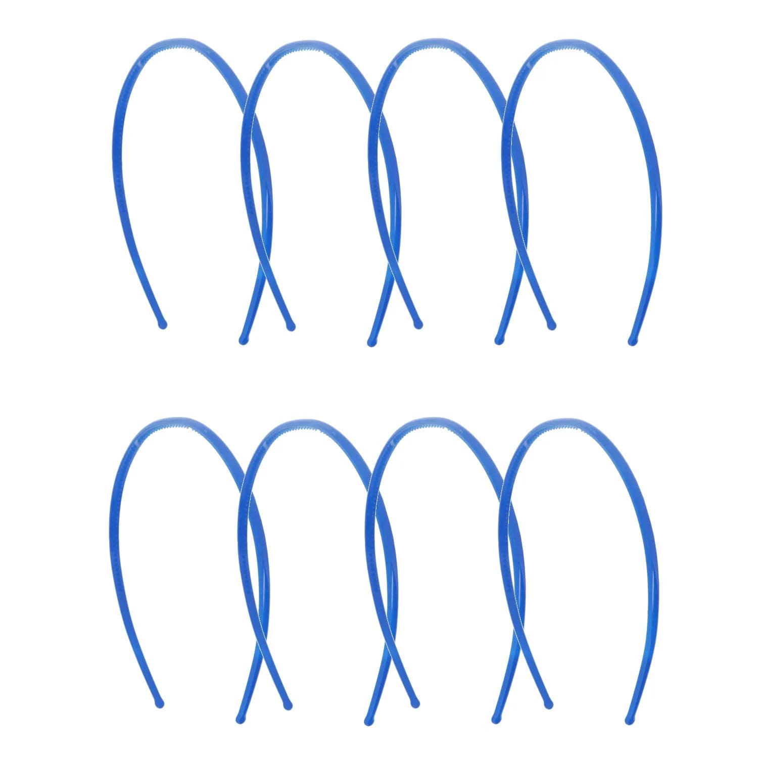 Motique Accessories Thin Plastic Headband with Teeth - Set of 8 Royal Blue | Elegant Hold for Styling - main product image