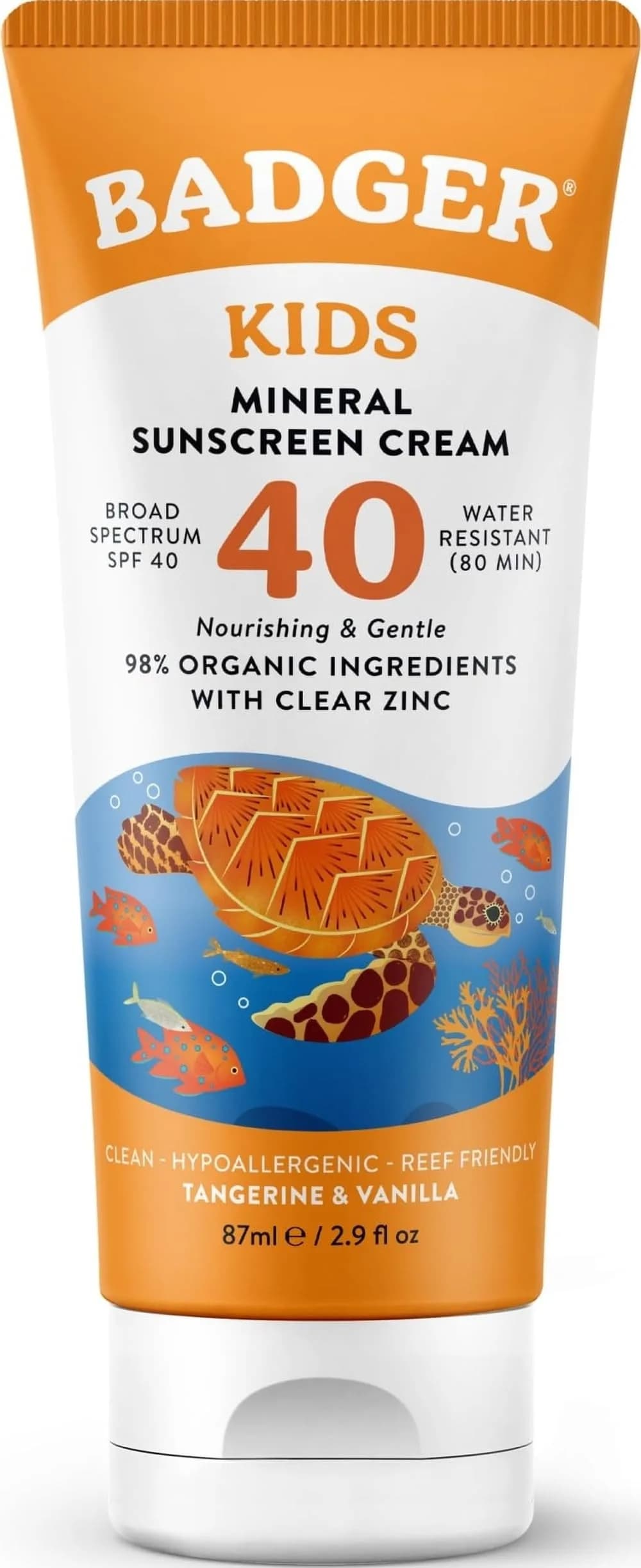 Badger Kids Mineral Sunscreen Cream SPF 40, 87ml (2.9 Fl Oz) | Broad Spectrum UVA/UVB Protection - main product image