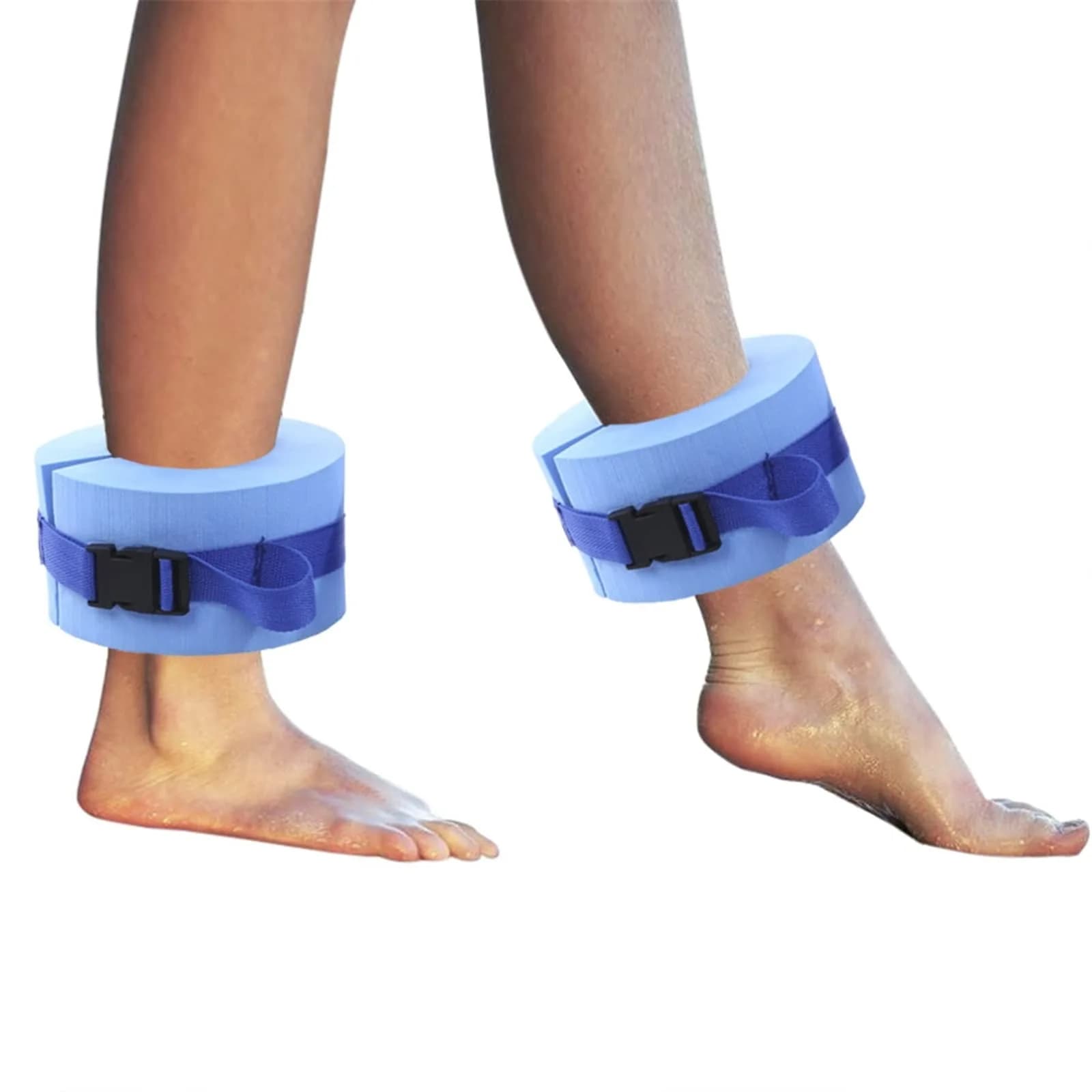 Asdomo Foam Swim Aquatic Cuffs, Water Aerobics Float Ring Fitness Exercise Set, Ankles Arms Belts with Quick Release Buckle (Set of 2, Blue) - main product image