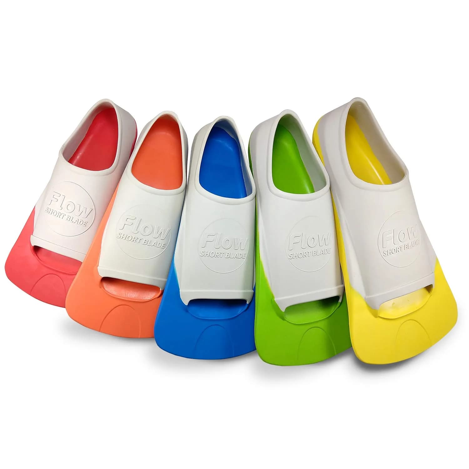 Flow Swim Gear Youth Rubber Short Blade Fins XS 3-5 (Blue) | Build Leg Strength & Endurance