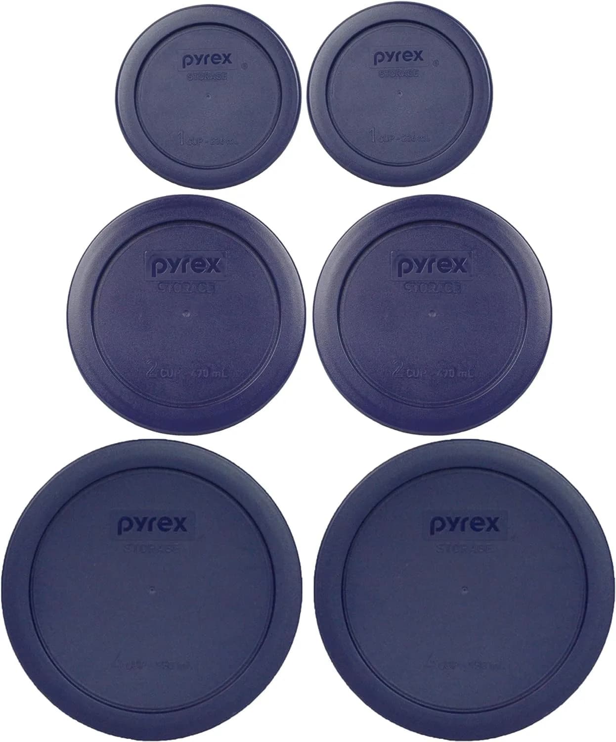 Pyrex 6 Piece Blue Food Storage Lid Set | Made in USA, BPA-Free, Microwave & Dishwasher Safe
