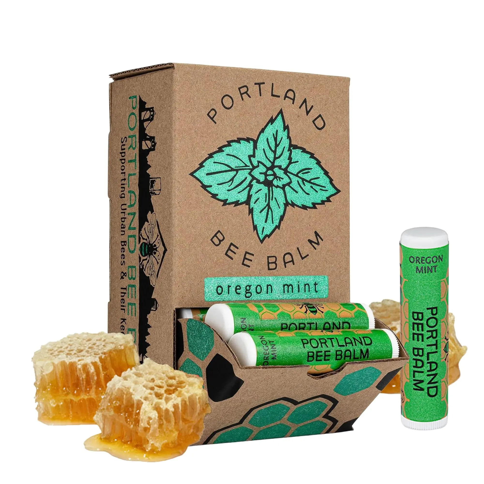 Portland Bee Balm Organic Lip Balm with Organic Coconut & Olive Oil | Handmade Beeswax, Cruelty Free, Plastic Neutral (24 Count)