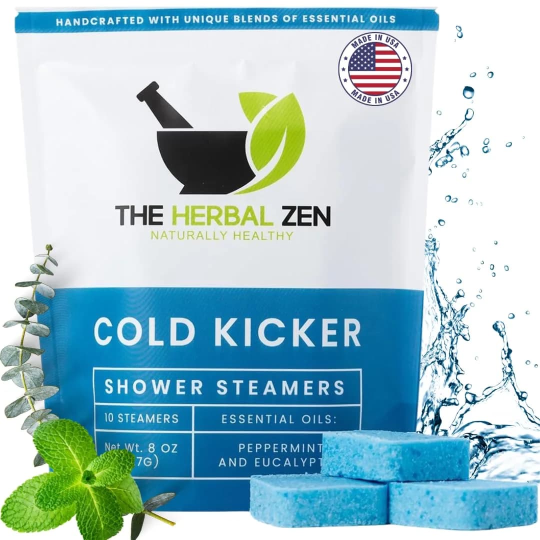 The Herbal Zen Cold Kicker Shower Steamers Aromatherapy Relief 10 Pack | Breathe Easy with Eucalyptus & Peppermint - main product image