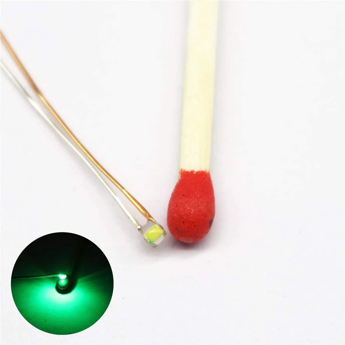 Bowerful 25pcs Pre-soldered Micro Litz Wired Leads Green SMD LED 0603 | High Luminance & Compact Design - main product image