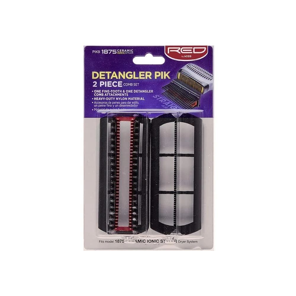 Red by Kiss Detangler Pik 2 Piece Comb Set | Heavy-duty Nylon, Fine & Wide-Tooth for All Hair Types (70-120 chars)