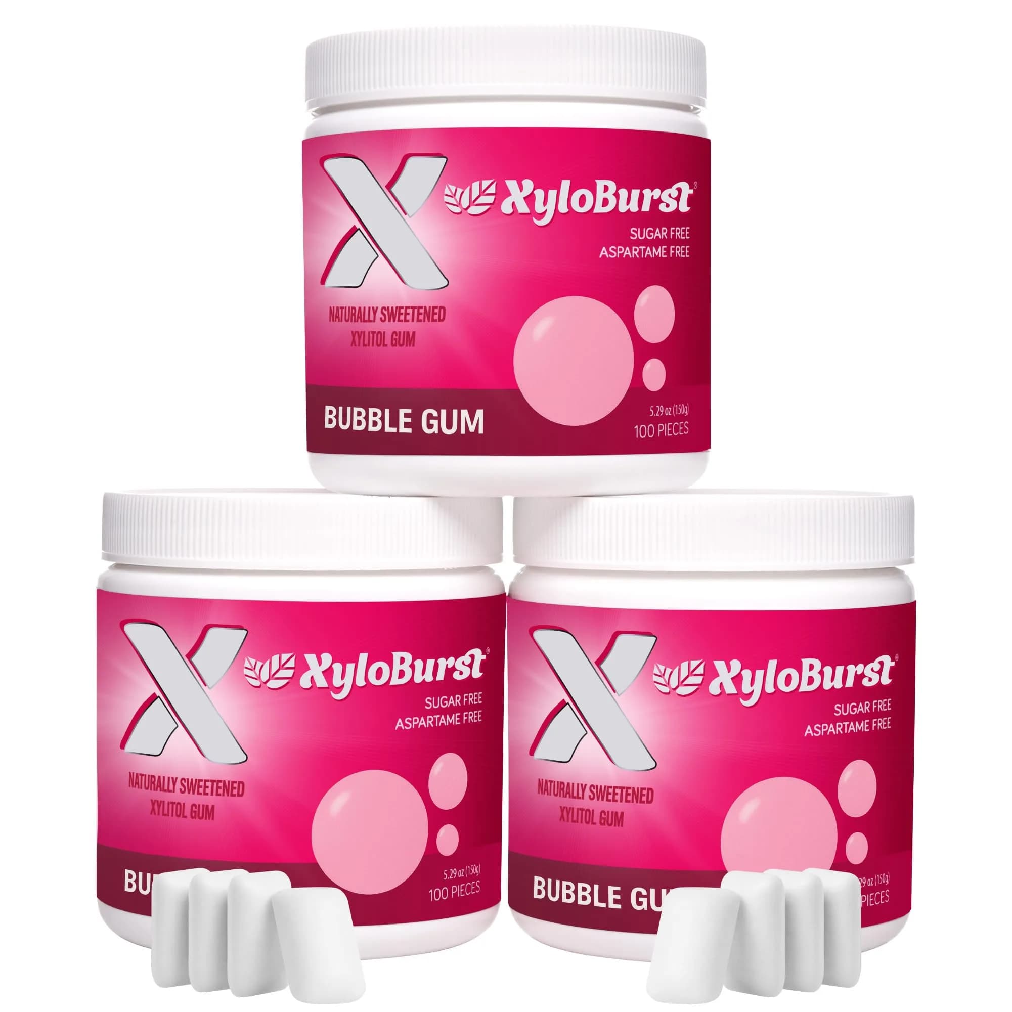 Xyloburst Chewing Gum | Sugar Free, Gluten Free, Keto Friendly | 3x100 Pieces | Oral Health Support